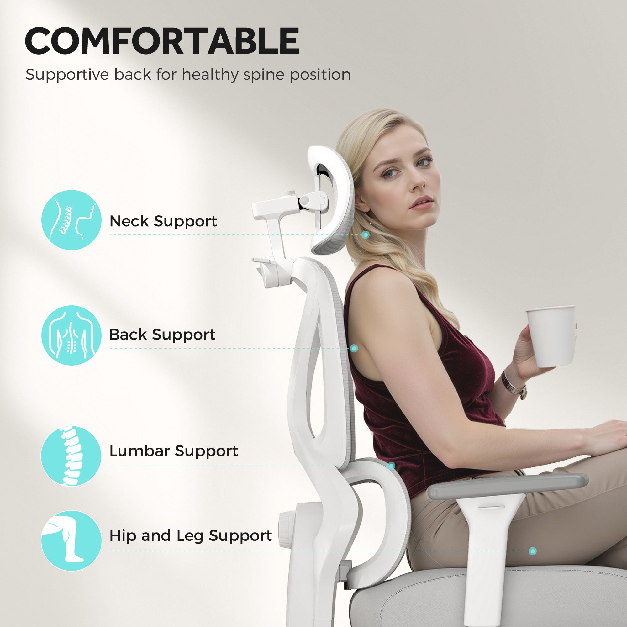 HOMCOM Executive Office Chair, Ergonomic Mesh Desk Chair with 3D Armrests, Rotatable Headrest, Adjustable Lumbar Support, Recliner Computer Swivel Chair with Footrest for Home Office, Grey - North Peak Garden Furniture