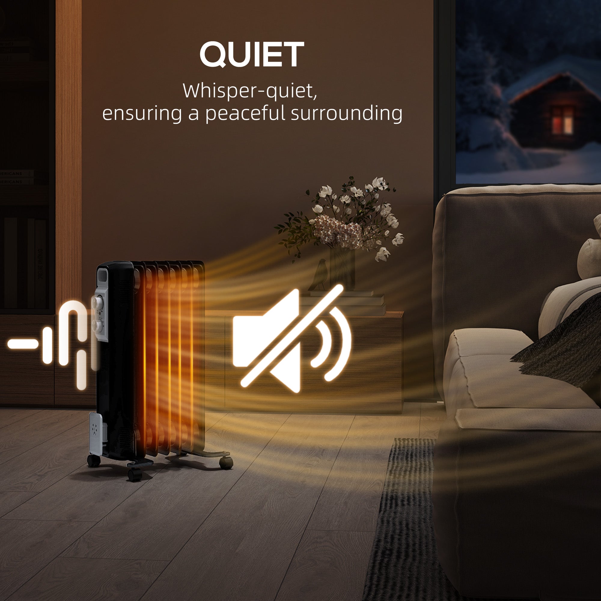 HOMCOM 1.5kW Nine Fin Oil-Filled Radiator - Black - North Peak Garden Furniture