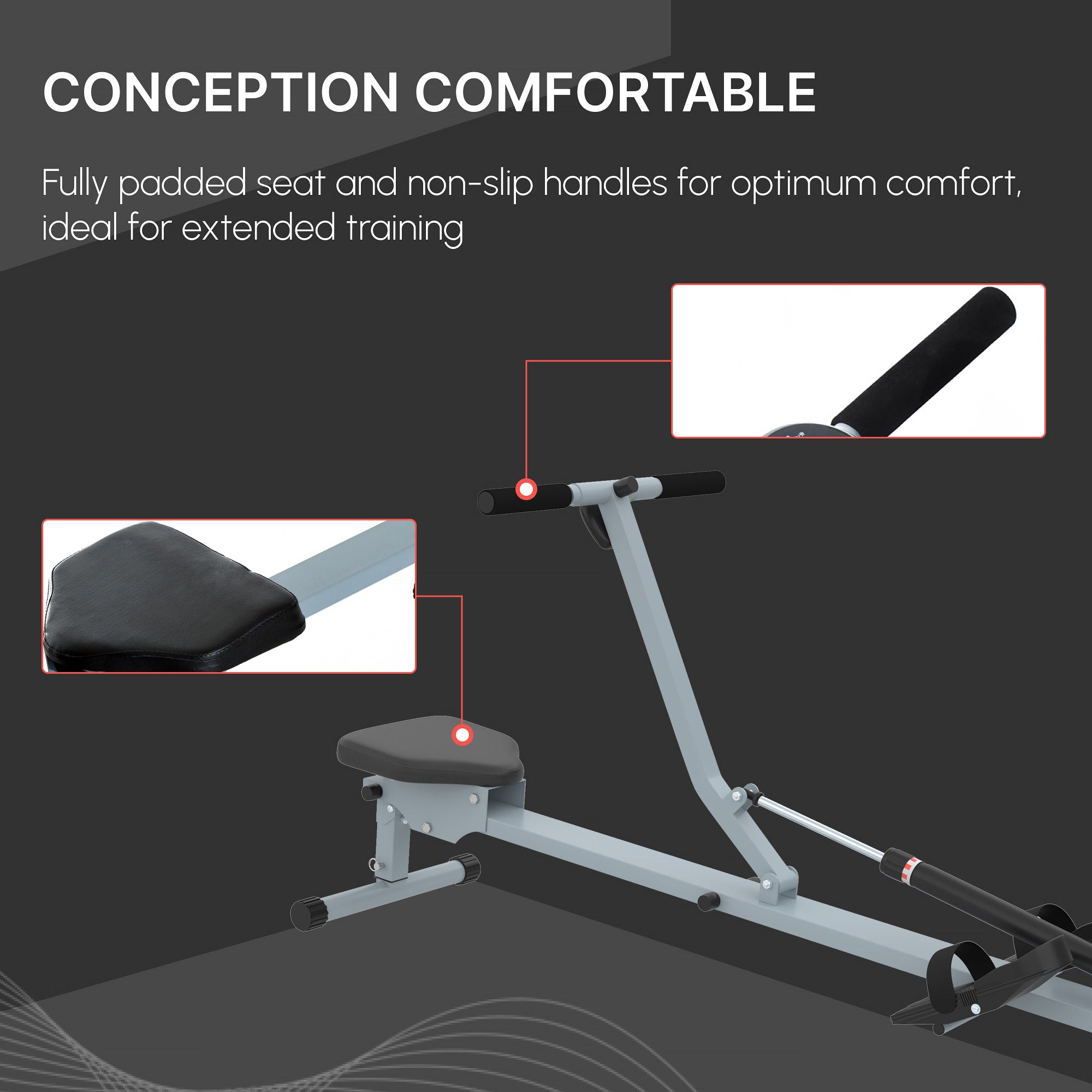 HOMCOM Rowing Machine Cardio Rower Workout Fitness Body Tonner Home Gym Training - North Peak Garden Furniture