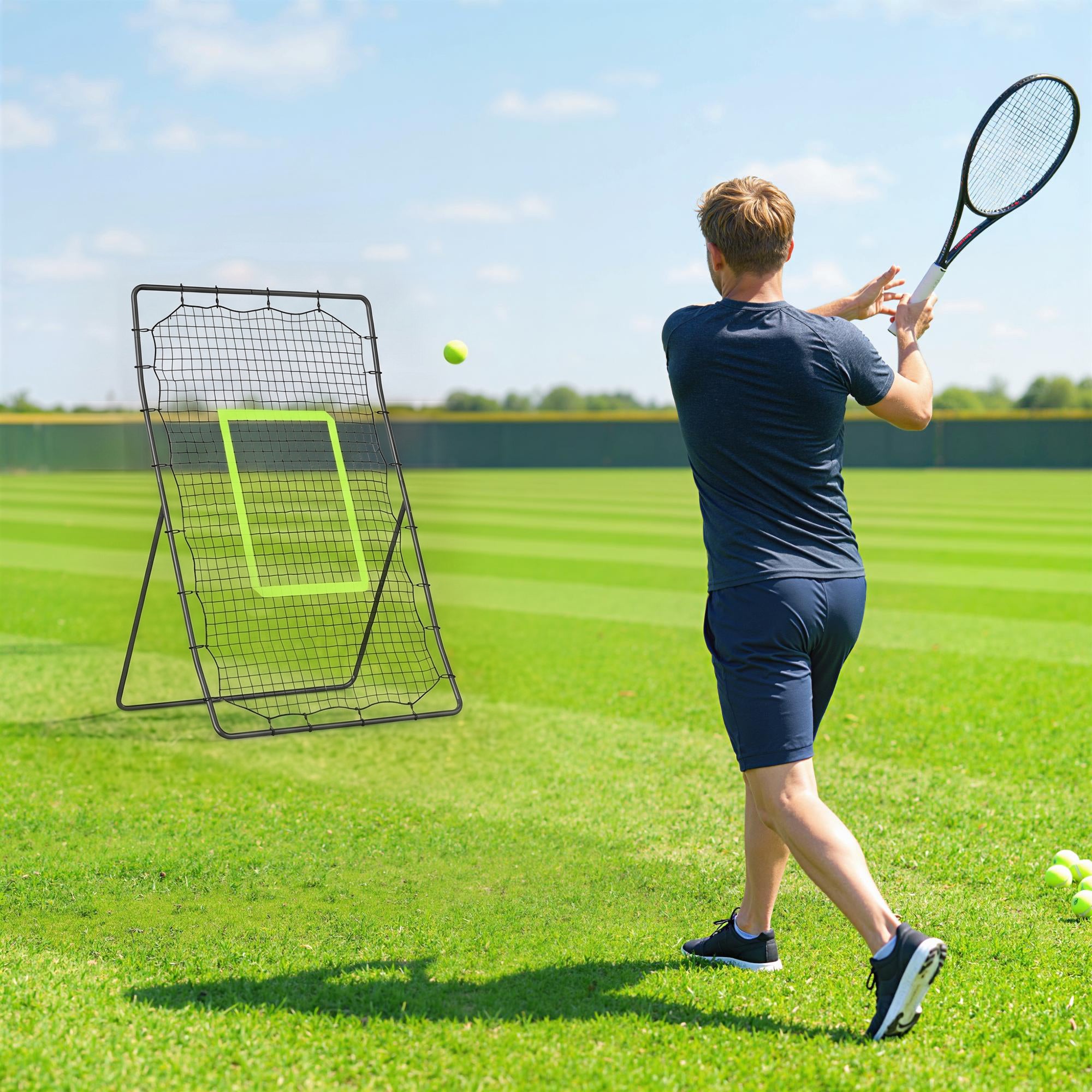 HOMCOM Baseball Rebounder Net Teens Adults Game Spot Softball Training Aid Practise Target Strike Shot Goal Play