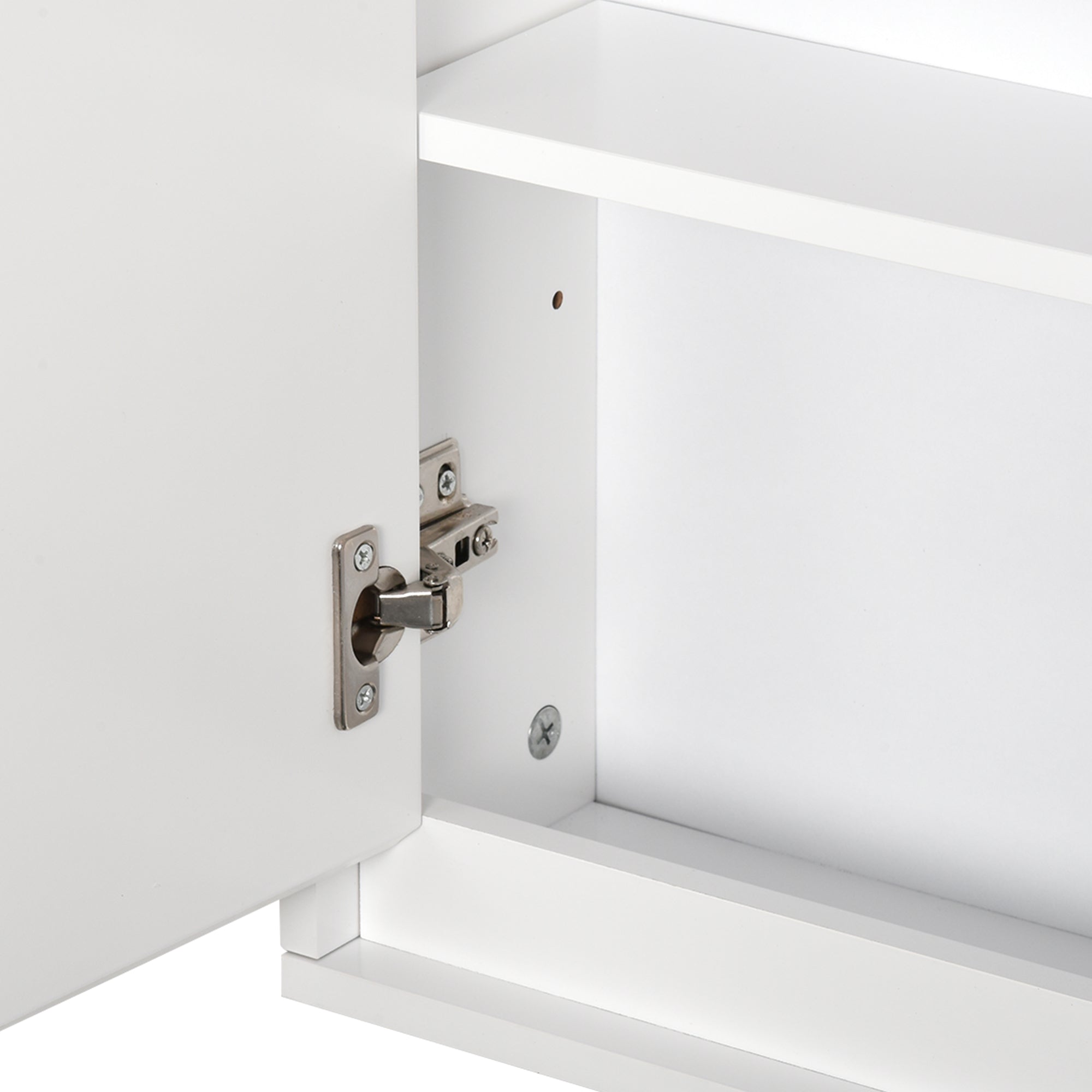 HOMCOM Bathroom Mirror Cabinet Wall Mounted Storage Shelf Bathroom Cupboard Double Door, White - North Peak Garden Furniture