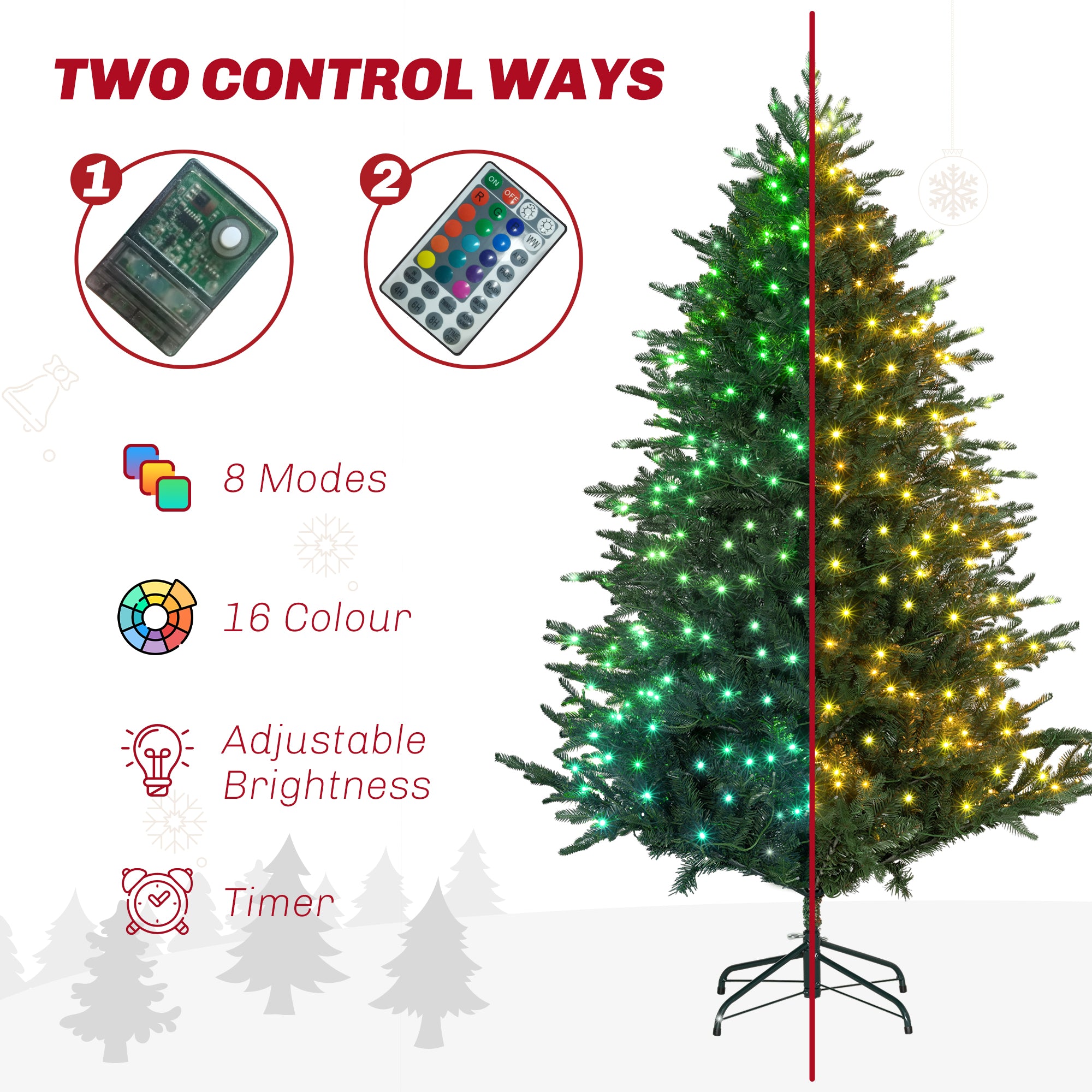 HOMCOM 6ft LED Lights Artificial Christmas Tree - North Peak Garden Furniture