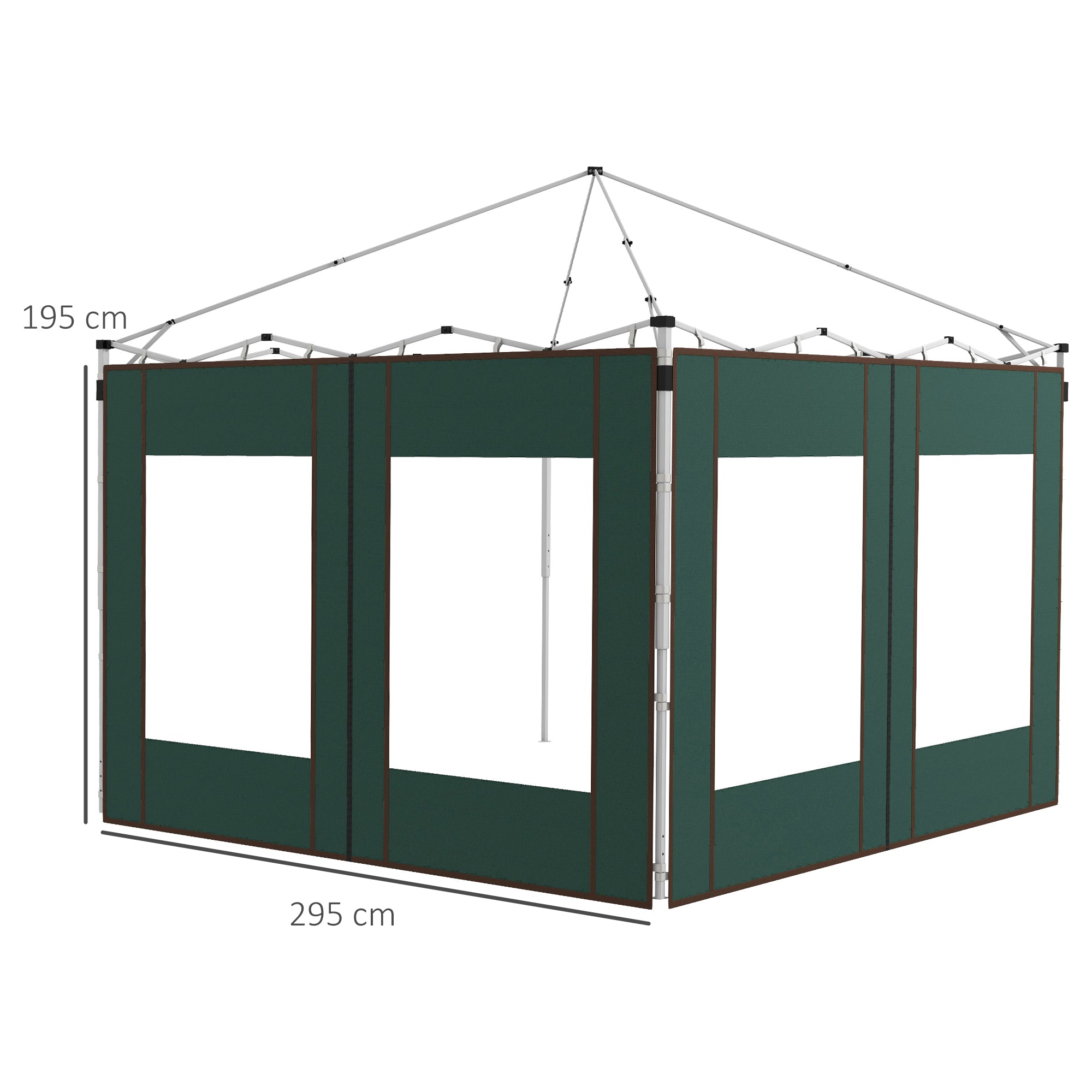 Outsunny Set of Two 295cm Replacement Canopy Walls - Green