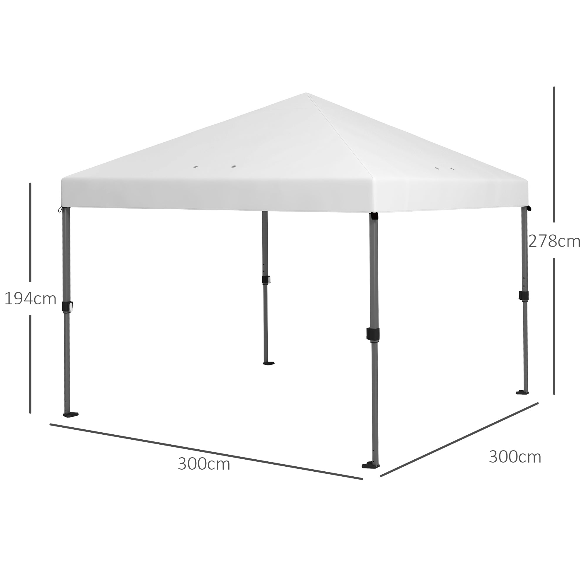 Outsunny 3 x 3m Pop-Up Gazebo, with Accessories - White