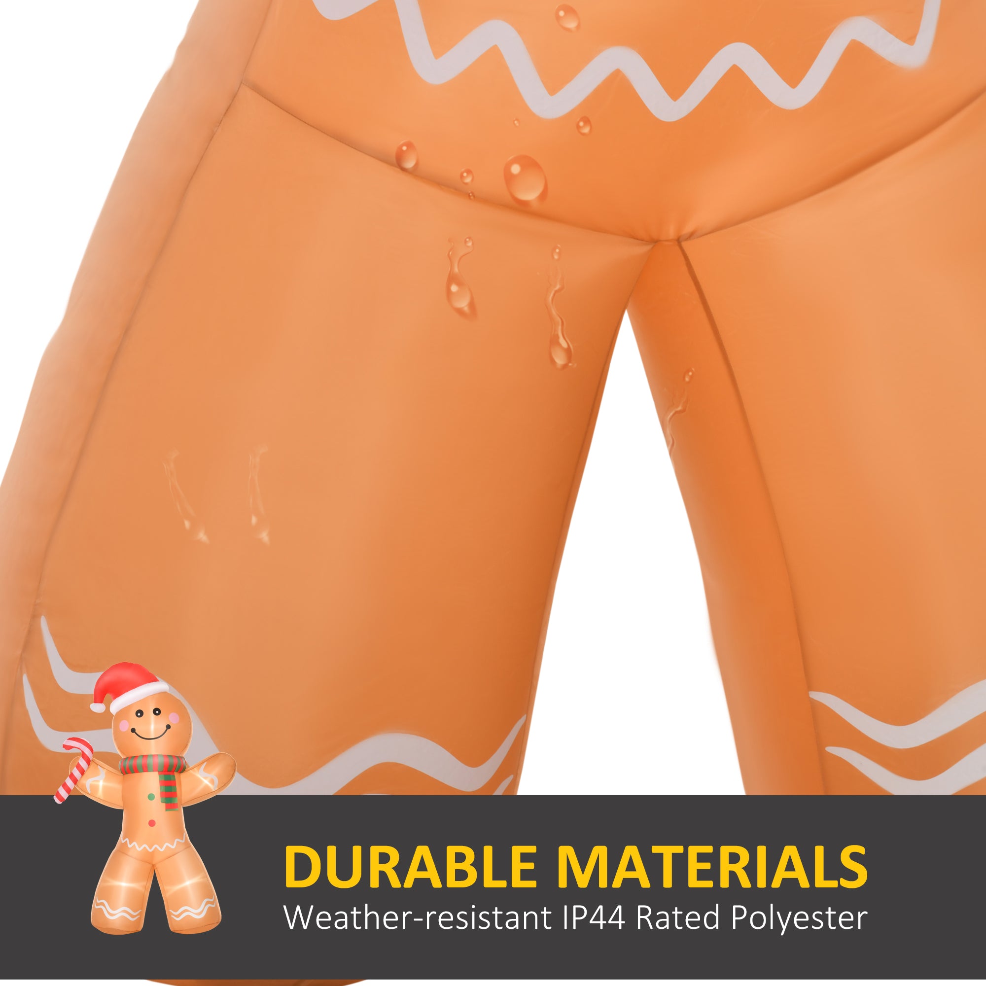 HOMCOM 8ft Christmas Inflatable Gingerbread Man, Lighted Blow Up Yard Decor Indoor Outdoor Garden Lawn Party Prop - North Peak Garden Furniture