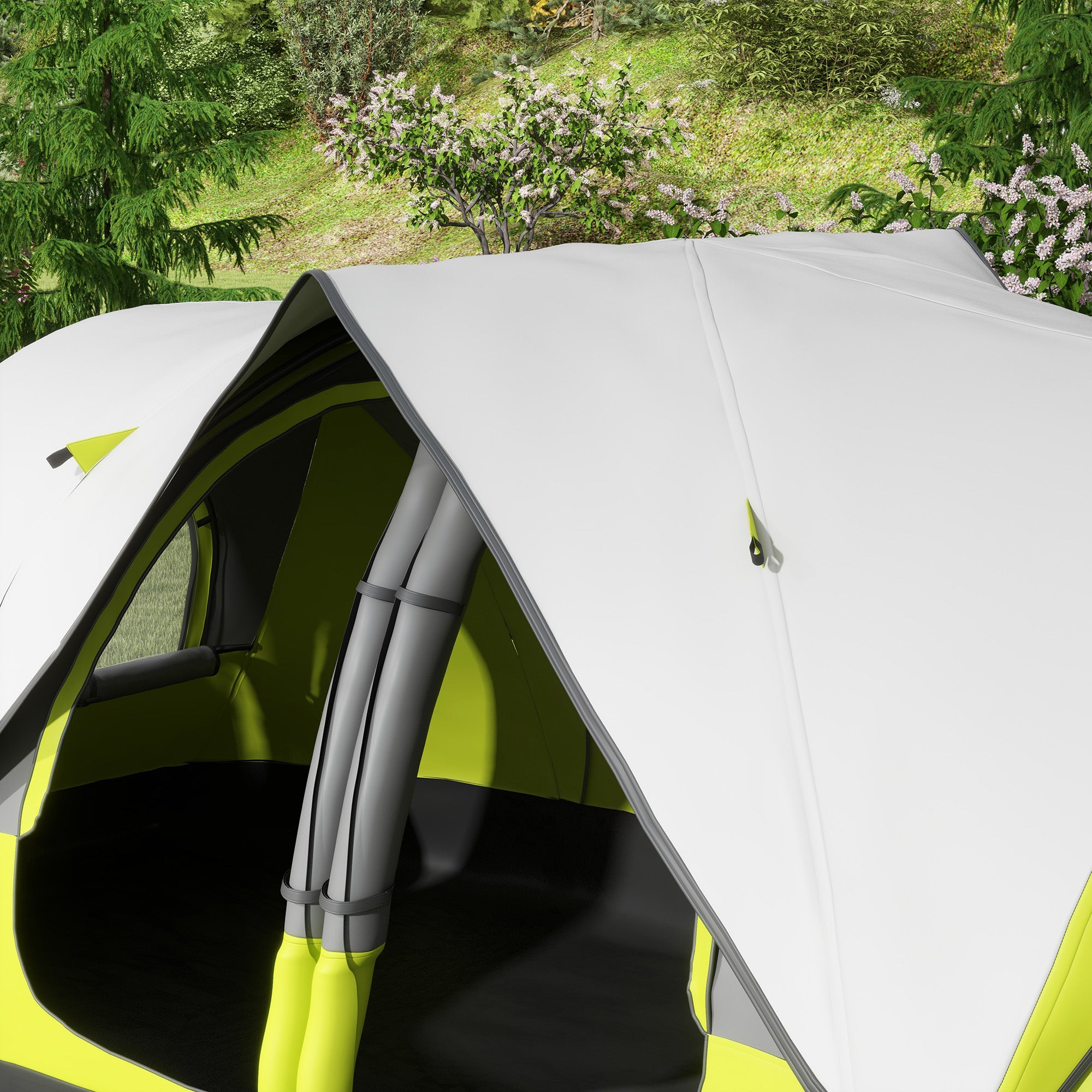 Outsunny Camping Tent for 6-8 Man with 2000mm Waterproof Rainfly and Carry Bag for Fishing Hiking Festival, Yellow - North Peak Garden Furniture