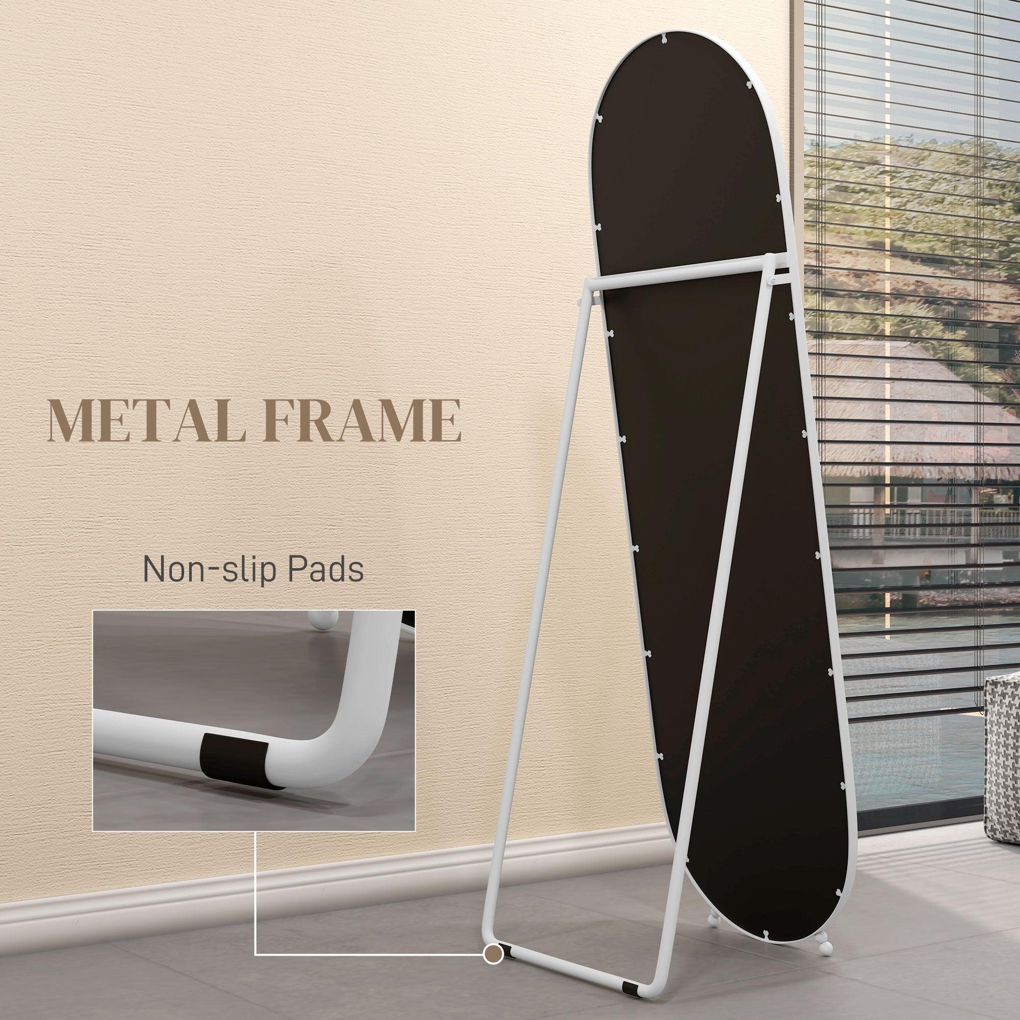 HOMCOM Three-Way Curved Full Length Mirror - White - North Peak Garden Furniture