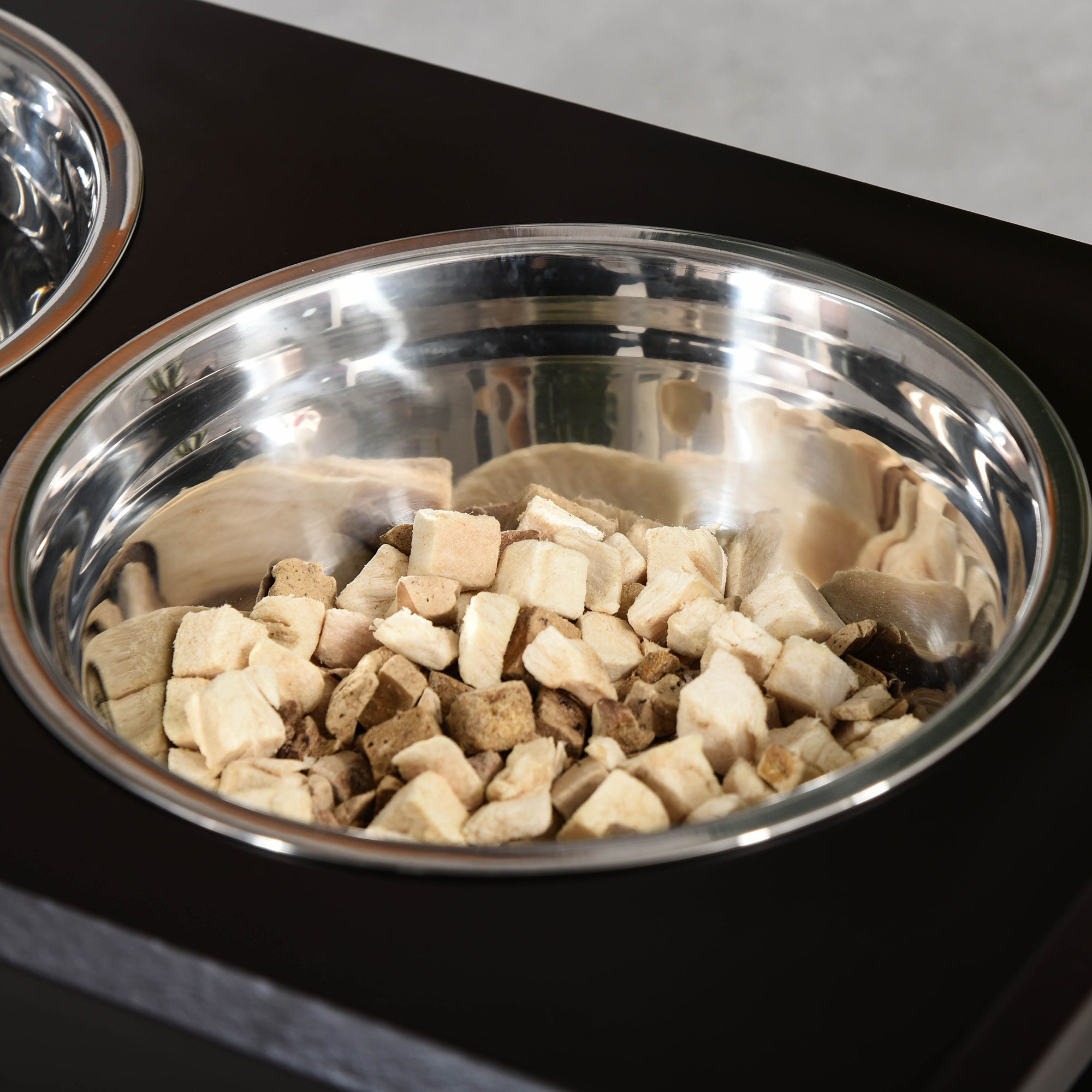 PawHut Raised Dog Feeding Bowls with Stand, Stainless Steel for Small and Medium Dog, 58L x 31W x 25H cm - Brown - North Peak Garden Furniture