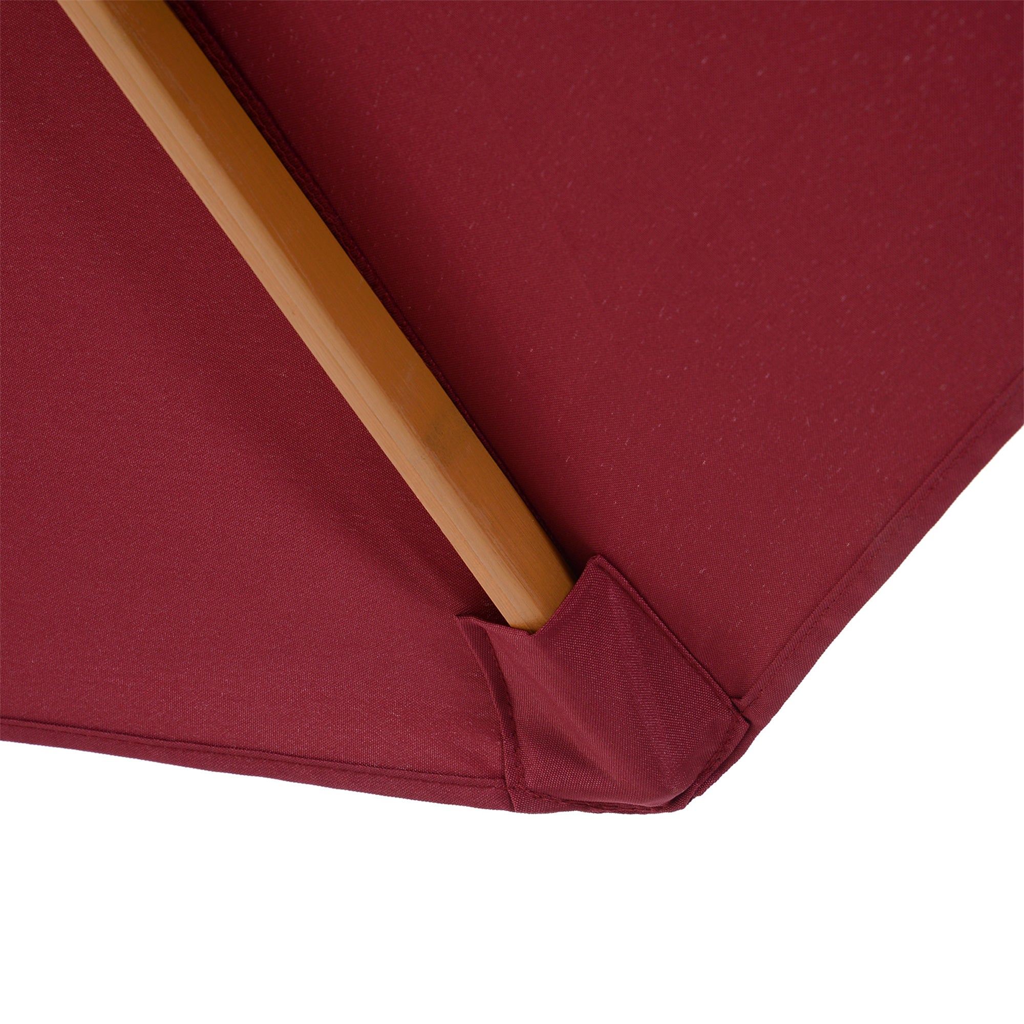 Outsunny 3(m) Garden Parasol, Pulley Operated Patio Umbrella, Wooden Table Market Umbrella with Rope Pulley Mechanism and 8 Ribs, Wine Red - North Peak Garden Furniture