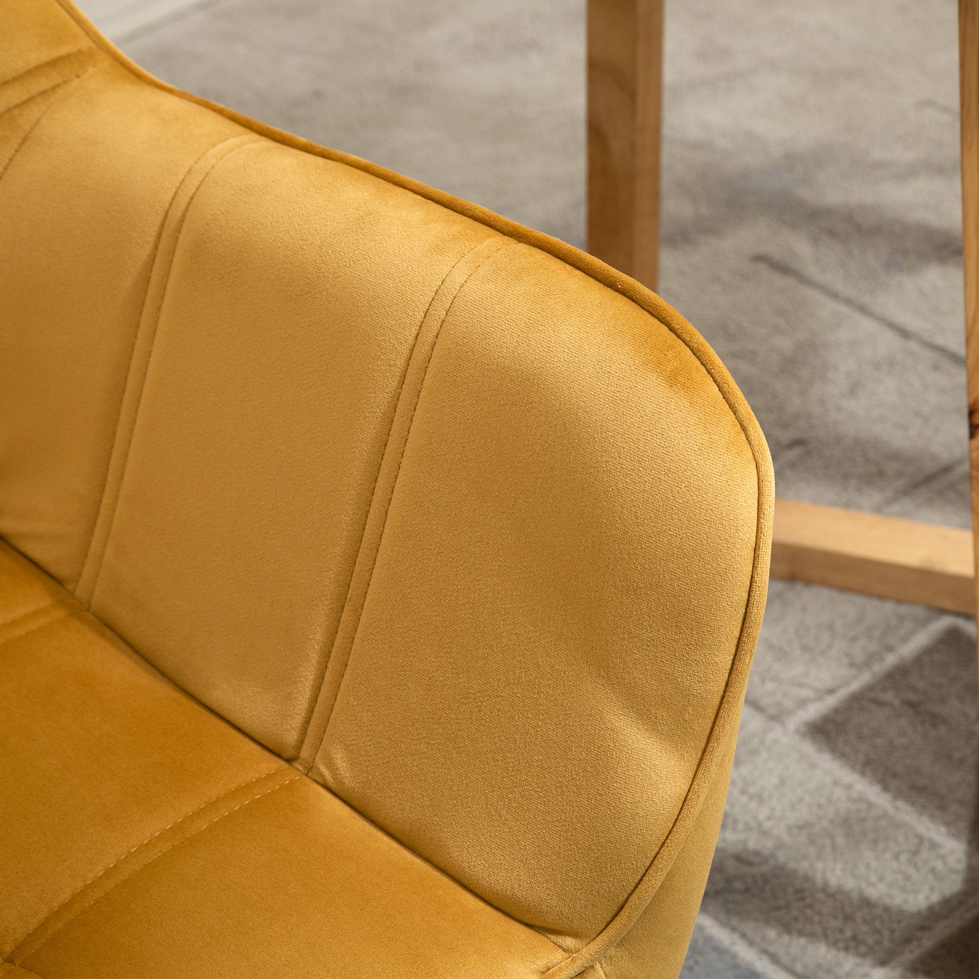 HOMCOM Modern Armchair, Accent Chair with Wide Arms, Slanted Back and Rubber Wood Legs for Living Room, Bedroom, Home Office Yellow - North Peak Garden Furniture