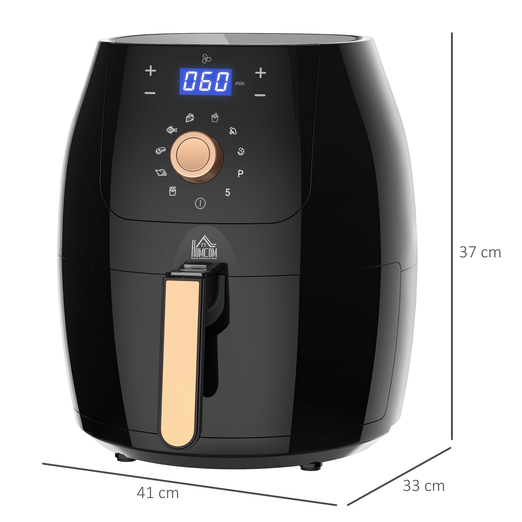 HOMCOM 5.5L 1700W Air Fryer, with Digital Display, 80-200℃ Temperature - North Peak Garden Furniture
