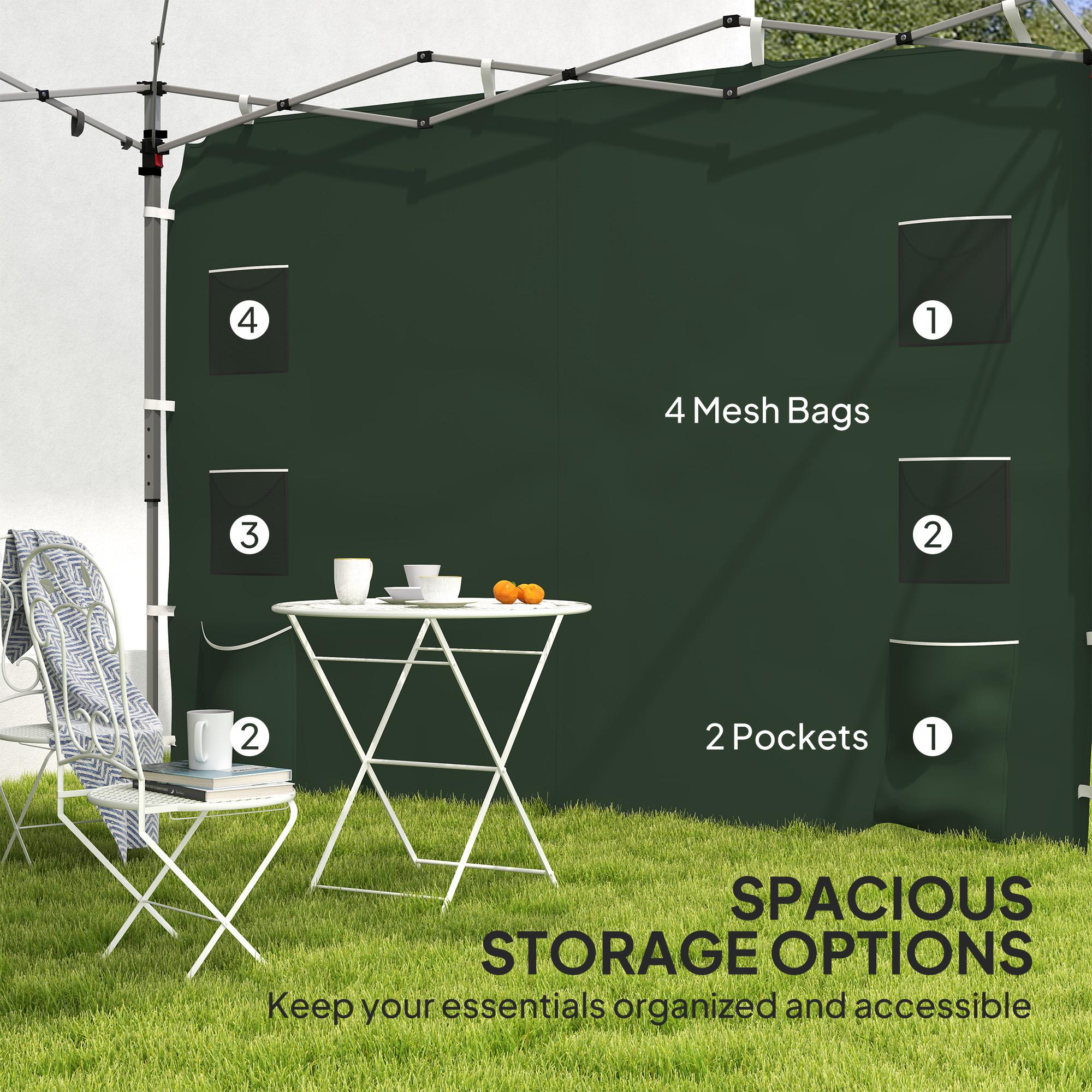 Outsunny 195 x 295cm Replacement Gazebo Sidewall - Green - North Peak Garden Furniture