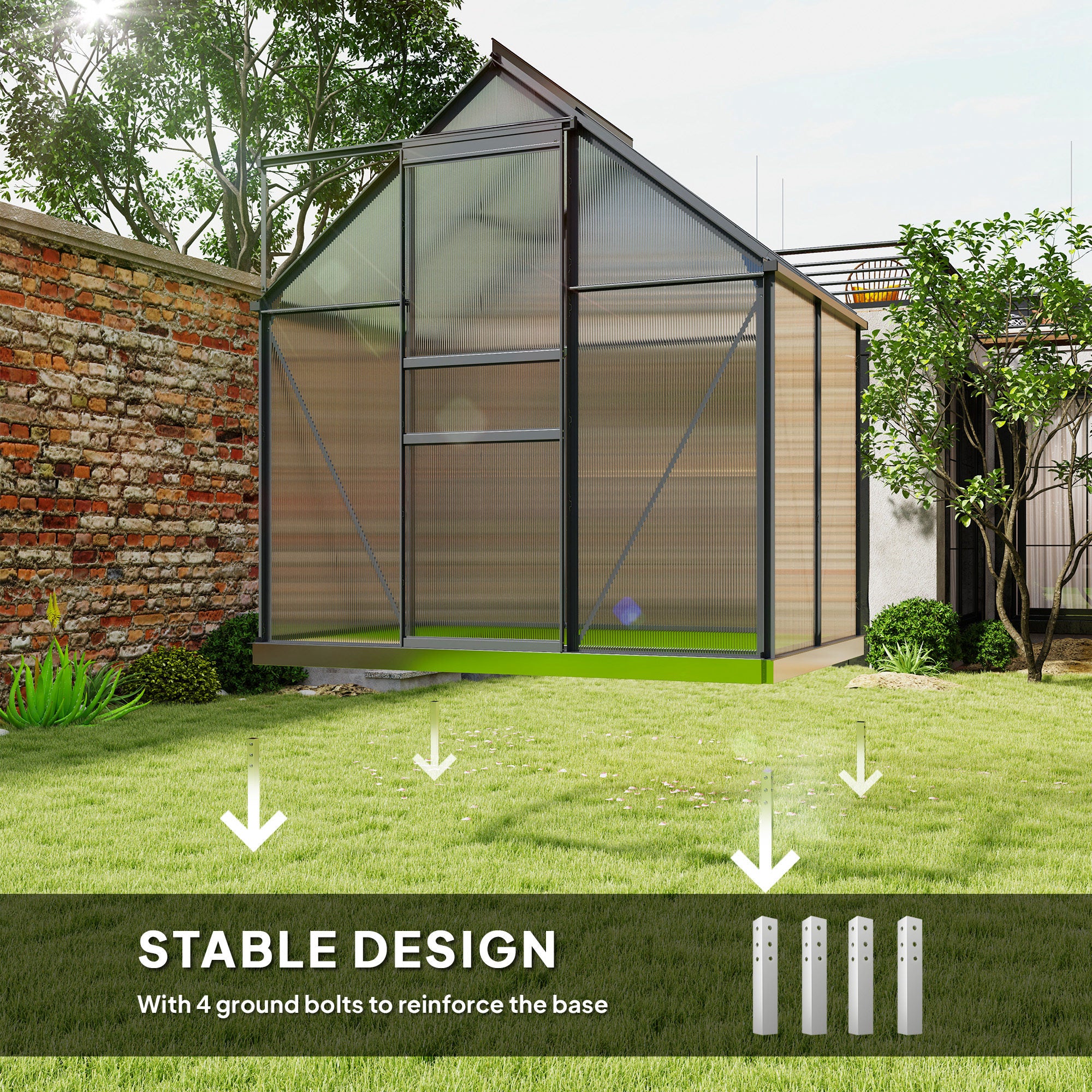 Outsunny 192.5 x 131cm Walk-In Polycarbonate Greenhouse - North Peak Garden Furniture