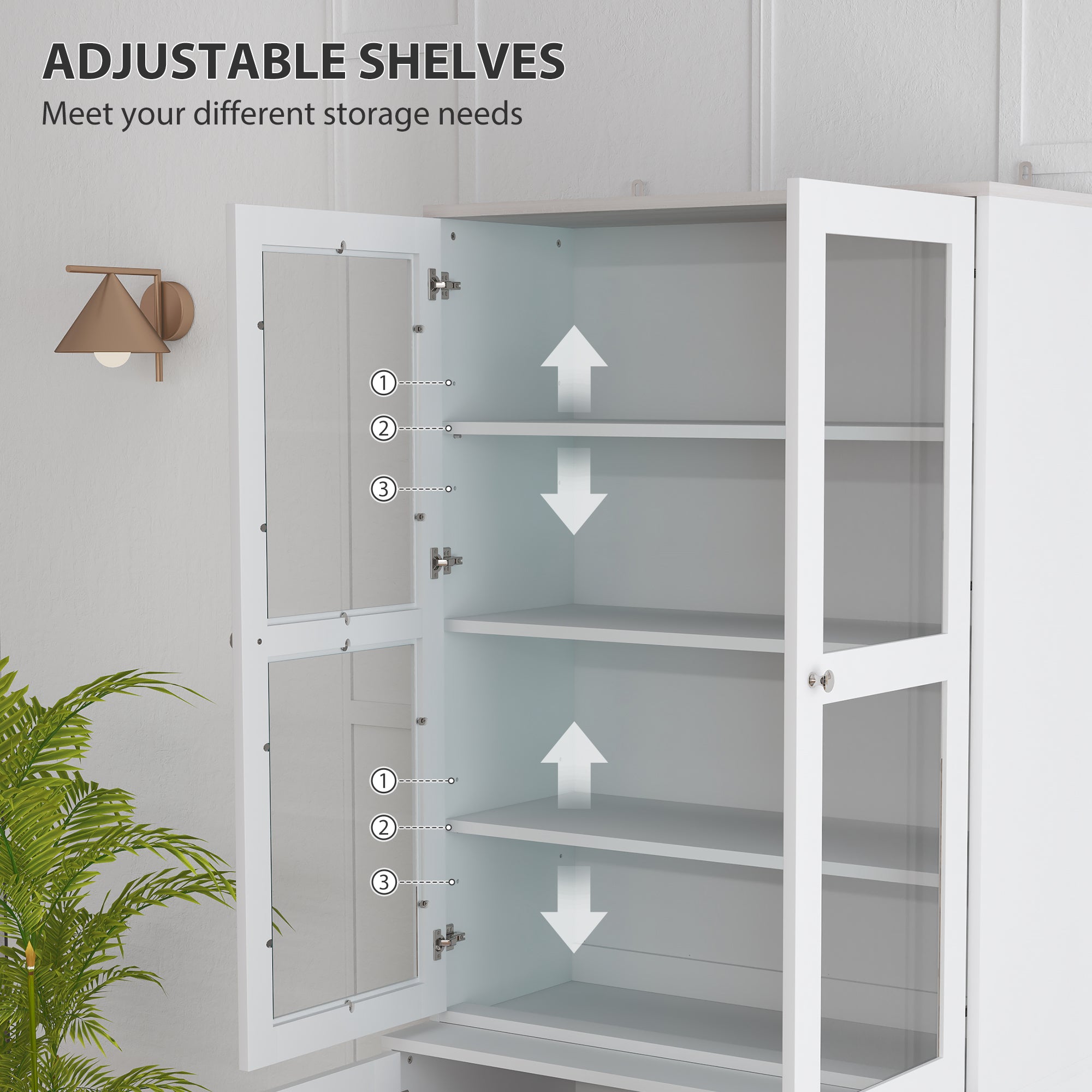 HOMCOM Double Storage Display Cabinet - White - North Peak Garden Furniture