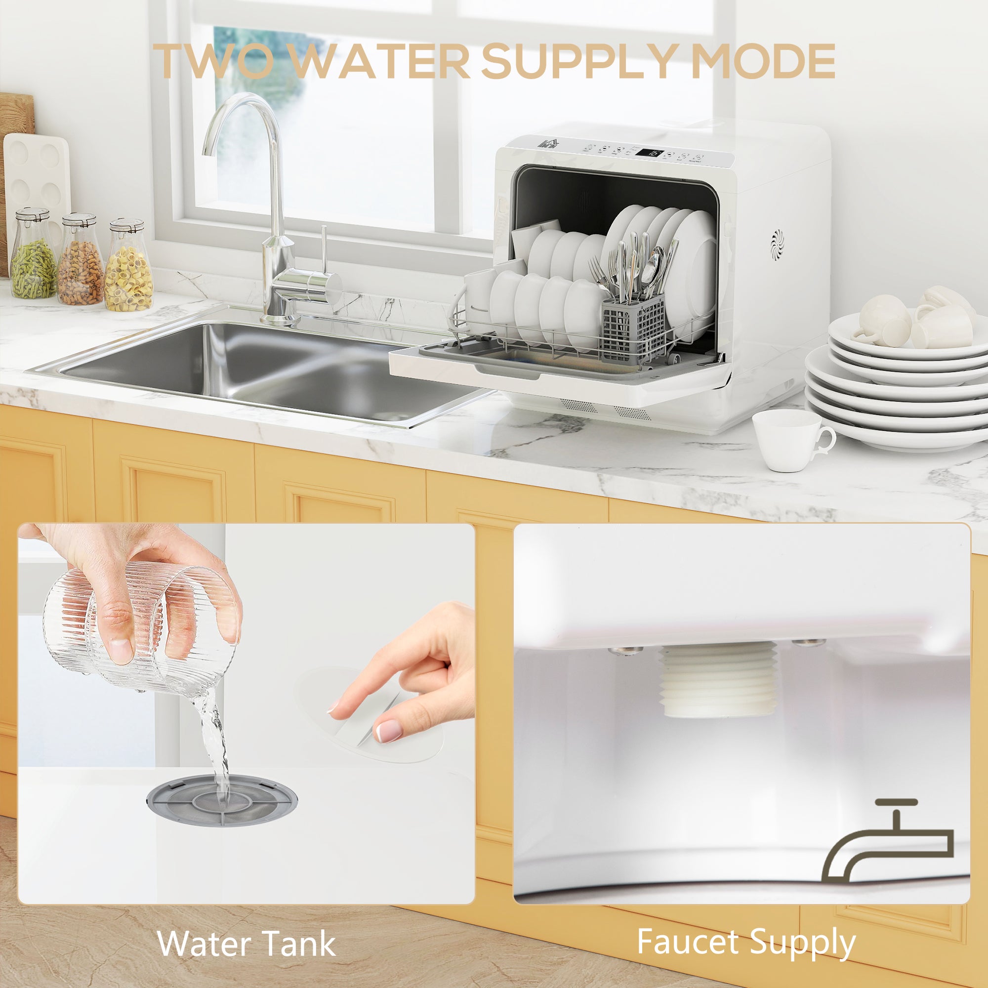 HOMCOM Multi-Program 6L Tabletop Dishwasher