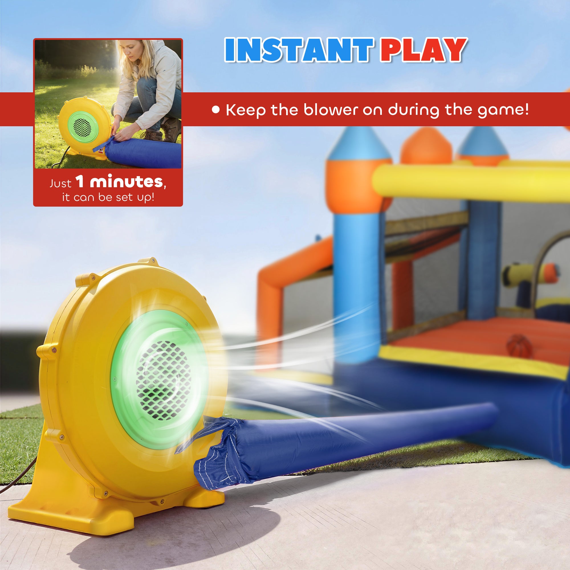 AIYAPLAY Bouncy Castle for Kids, Inflatable Bounce House with Slide, Pool (Ball Pit), Climbing Wall and Blower for Outdoor