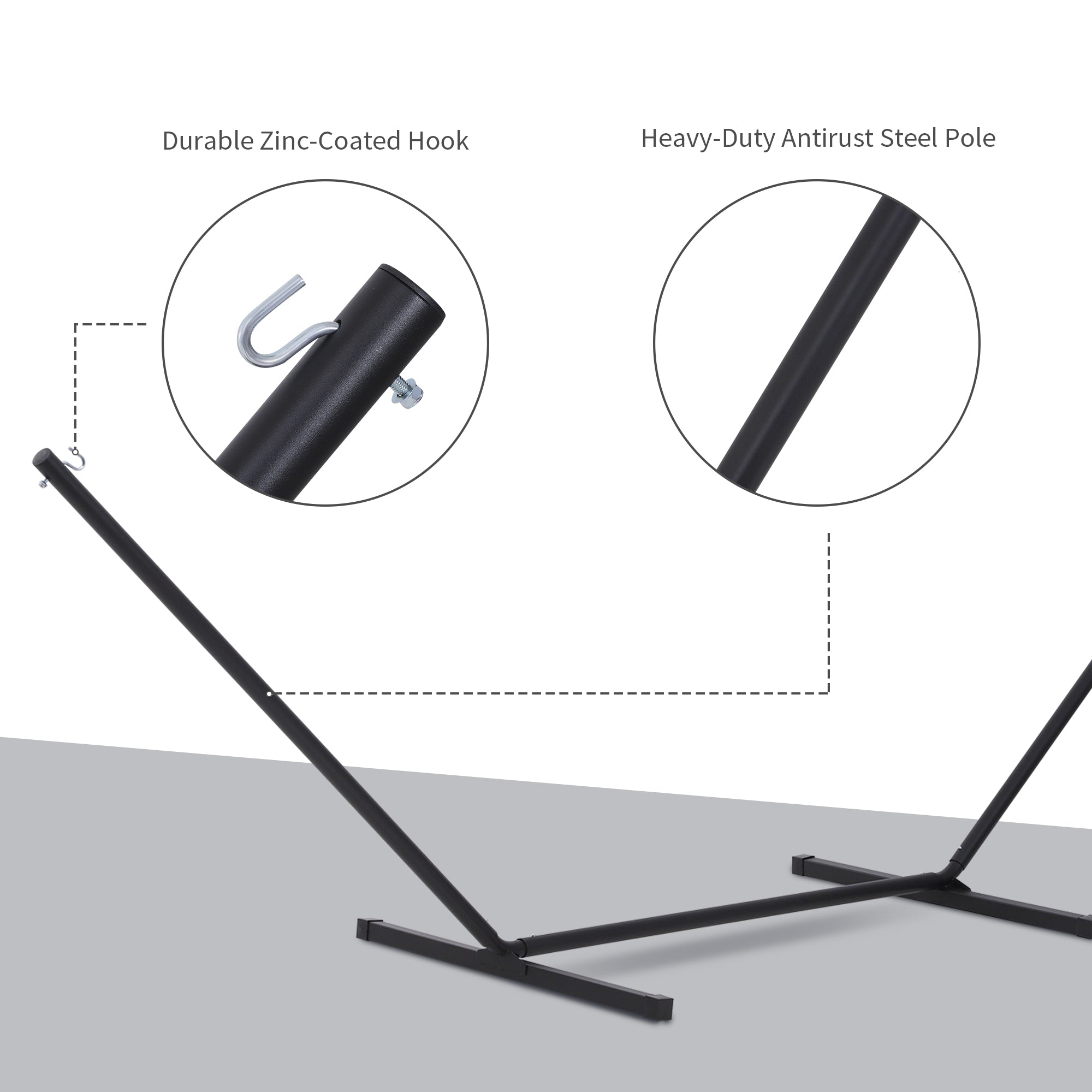 Outsunny 3.6m Extra-long Universal Hammock Stand Metal Frame Garden Camping Picnic Outdoor Patio Replacement – Stand Only - North Peak Garden Furniture