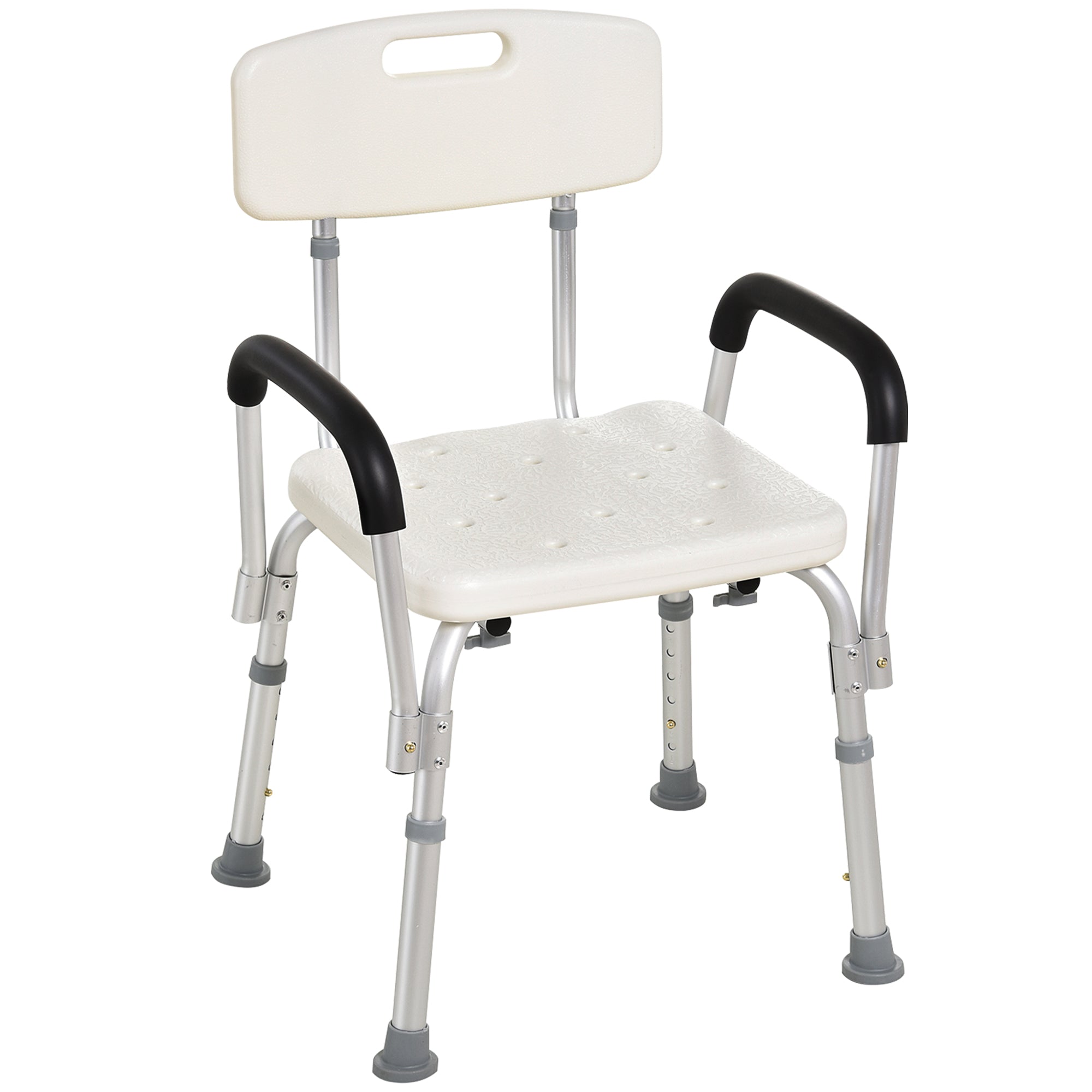 HOMCOM Adjustable Shower Chair, Shower Seat, Portable Medical Stool with Adjustable Back and Armrest for Mobility - North Peak Garden Furniture