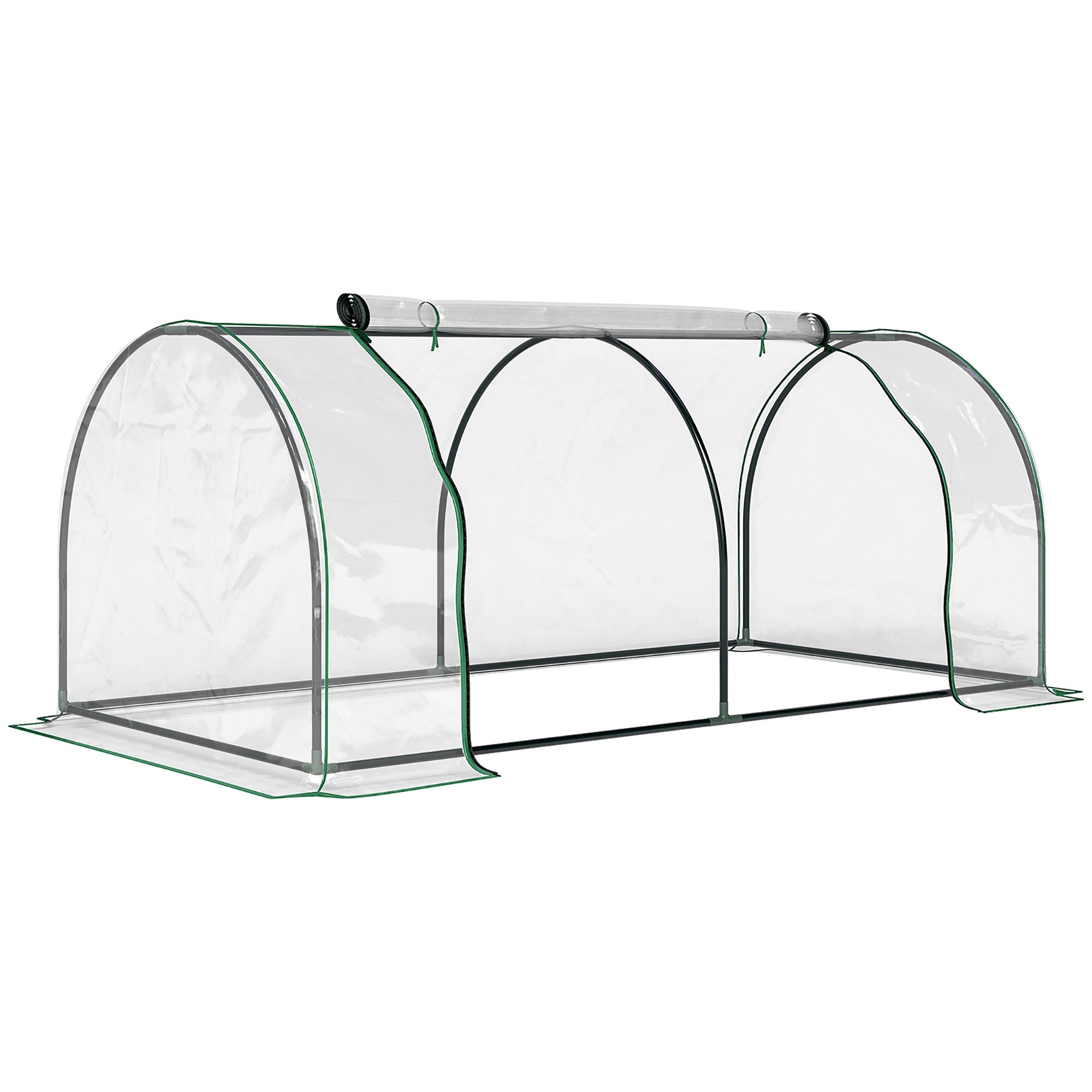 Outsunny Tunnel Greenhouse Green Grow House for Garden Outdoor, Steel Frame, PE Cover, Transparent, 200 x 100 x 80cm
