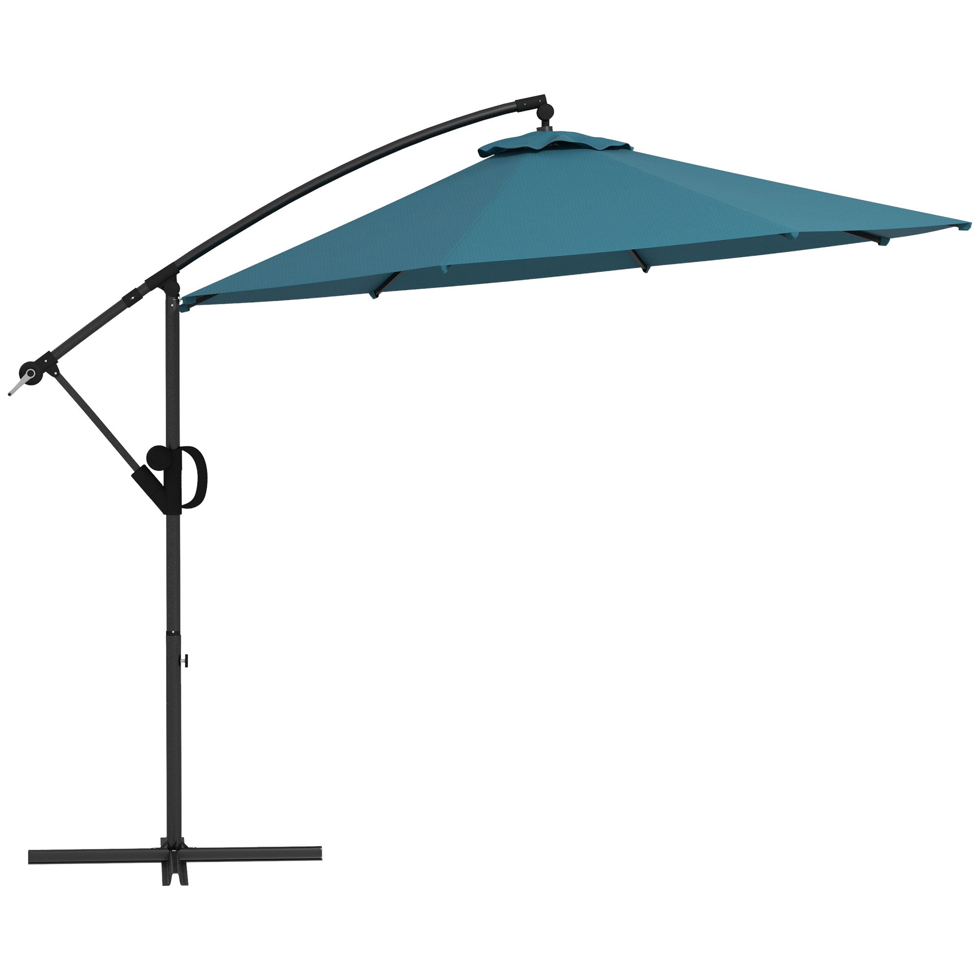 Outsunny 3m Offset Cantilever Parasol Umbrella, with Cross Base - Blue