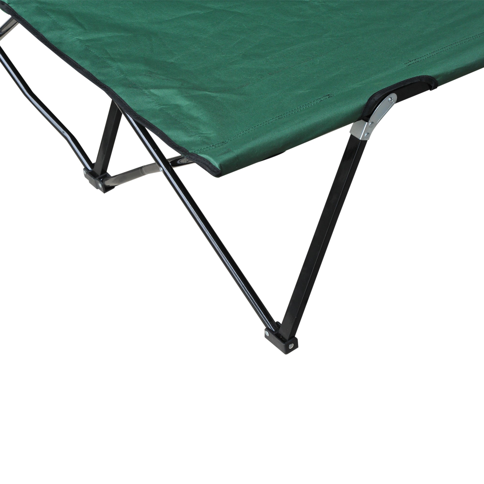 Outsunny Double Camping Bed Camping Cot Foldable Sunbed Outdoor Patio Sleeping Bed Super Light with Carry Bag (Green)