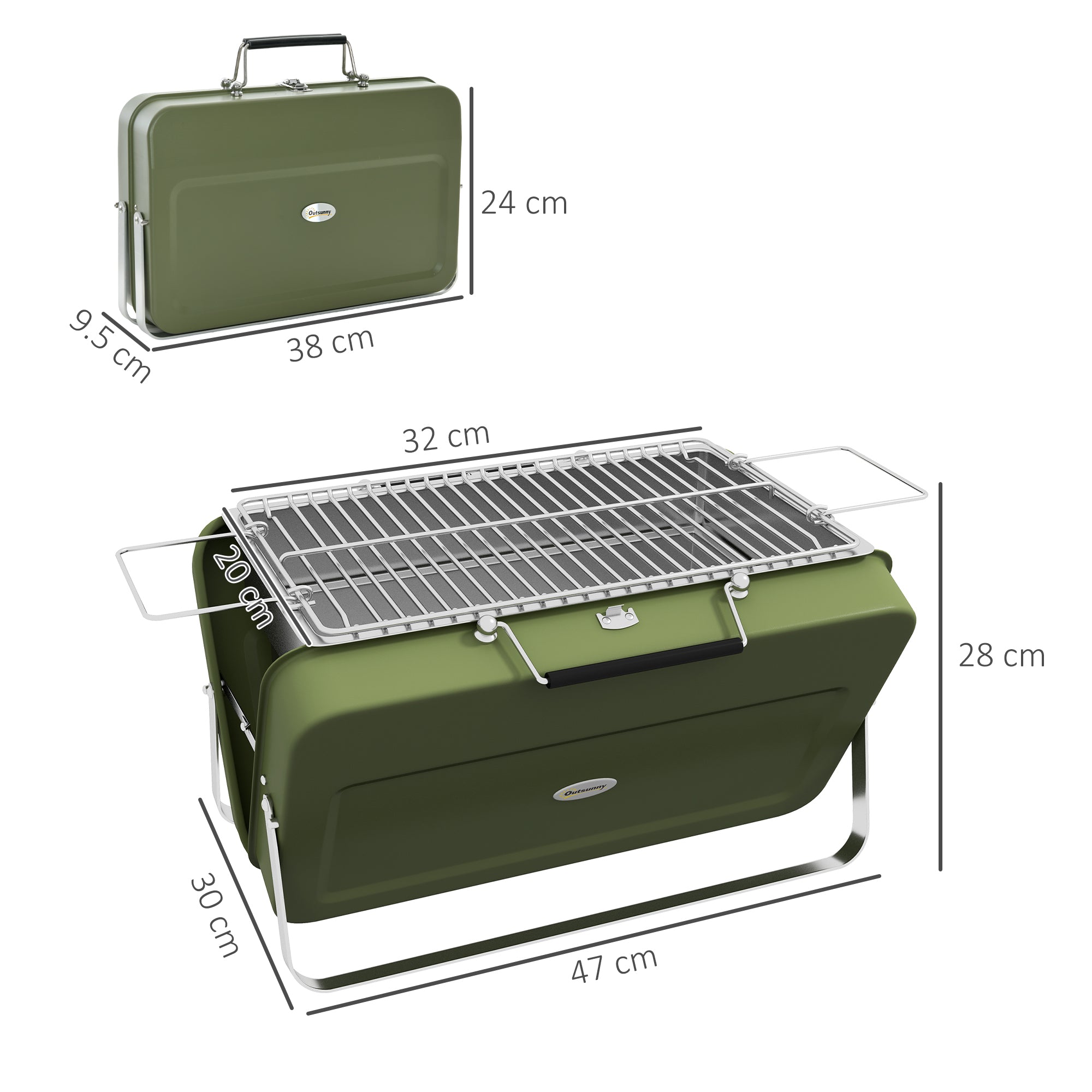 Outsunny Metal Suitable-Style Portable BBQ Grill - Green - North Peak Garden Furniture