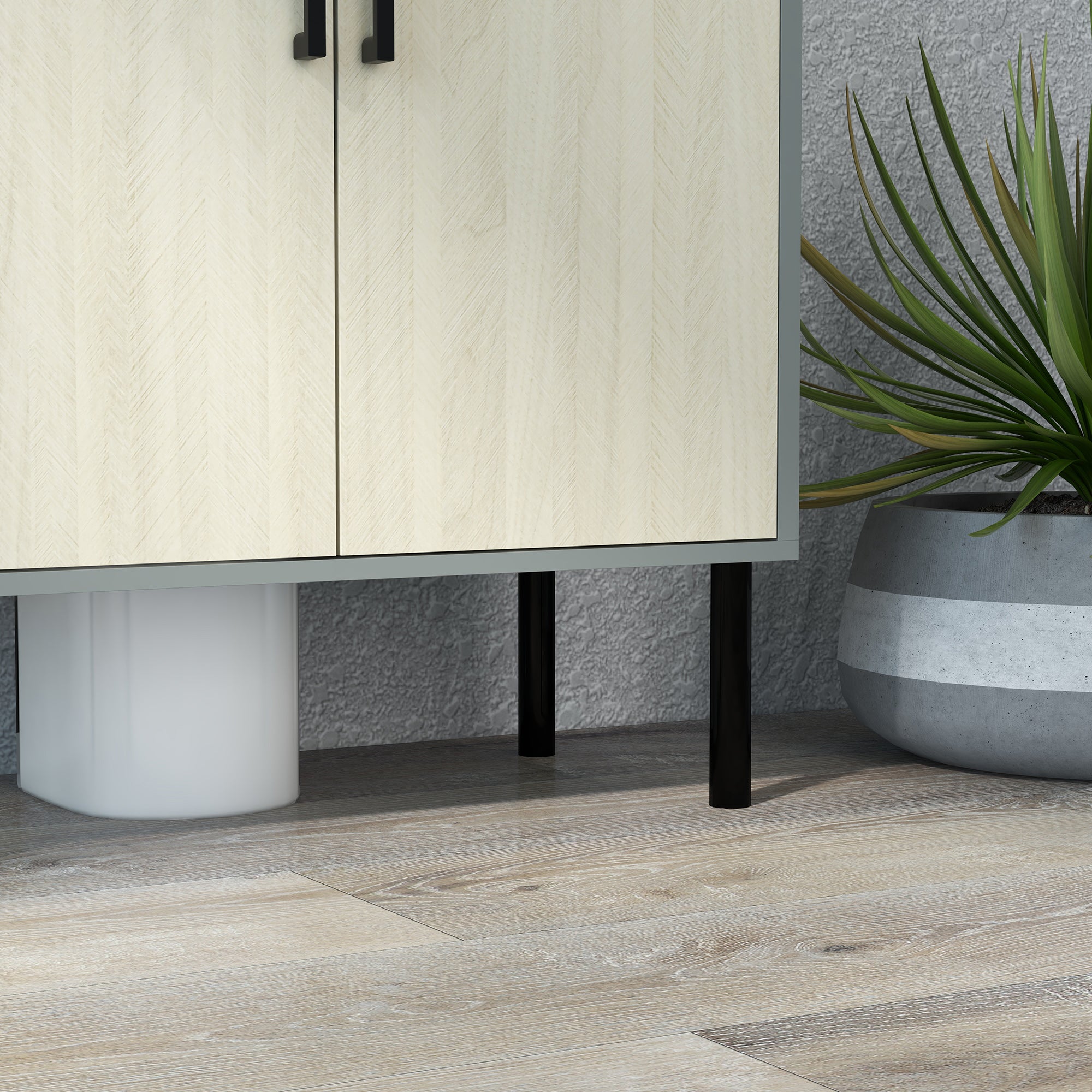 kleankin Under Sink Cabinet, Bathroom Vanity Unit, Storage Cupboard with Double Doors and Storage Shelves, 60x30x60cm, Natural - North Peak Garden Furniture