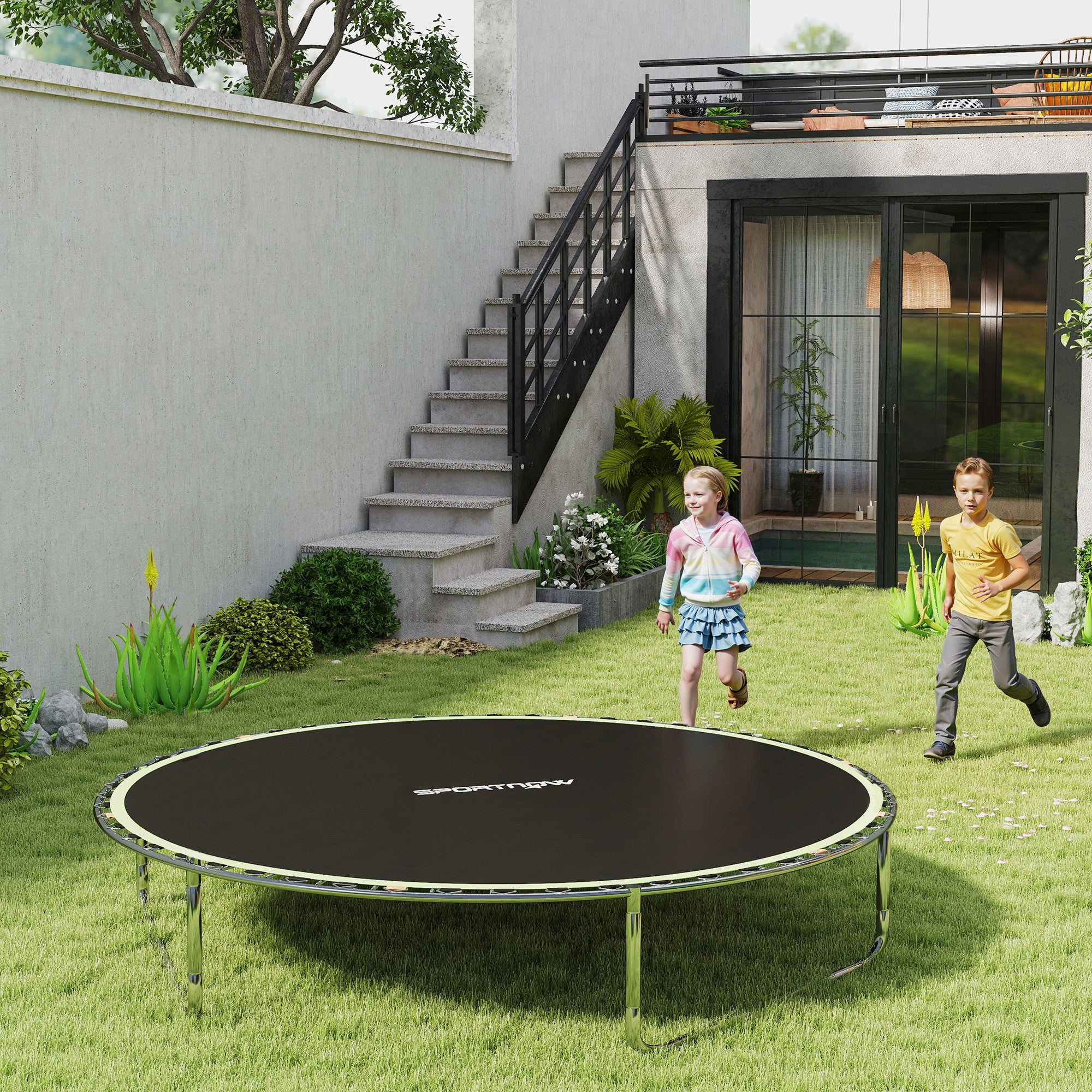 SPORTNOW Trampoline Replacement Mat with Spring Pull Tool, 54 V-Hooks, for 10ft Trampoline using 14cm Springs, Green - North Peak Garden Furniture
