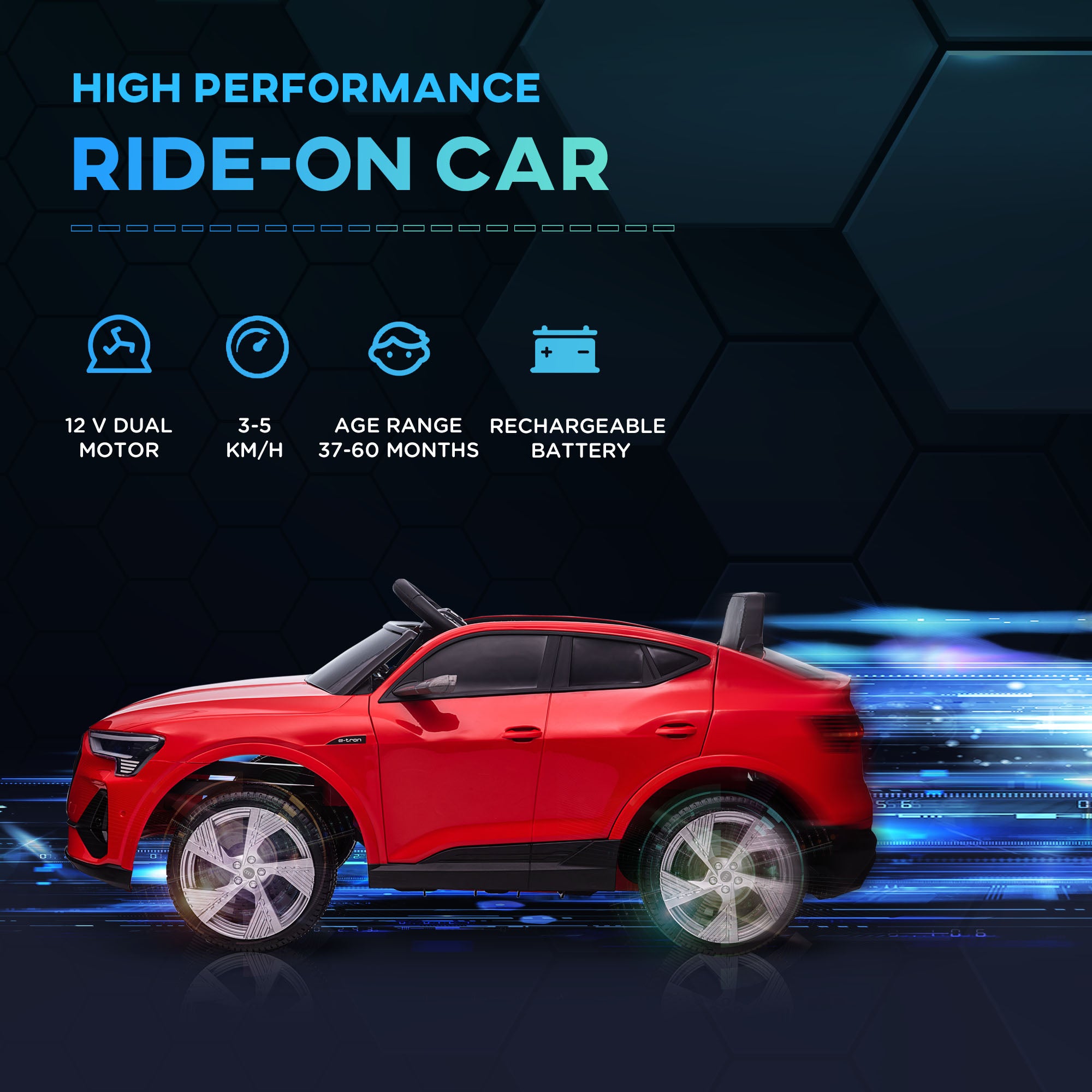 HOMCOM Audi E-tron Licensed 12V Kids Electric Ride On Car with Parental Remote Music Lights MP3 Suspension Wheels for 3-5 Years Red - North Peak Garden Furniture