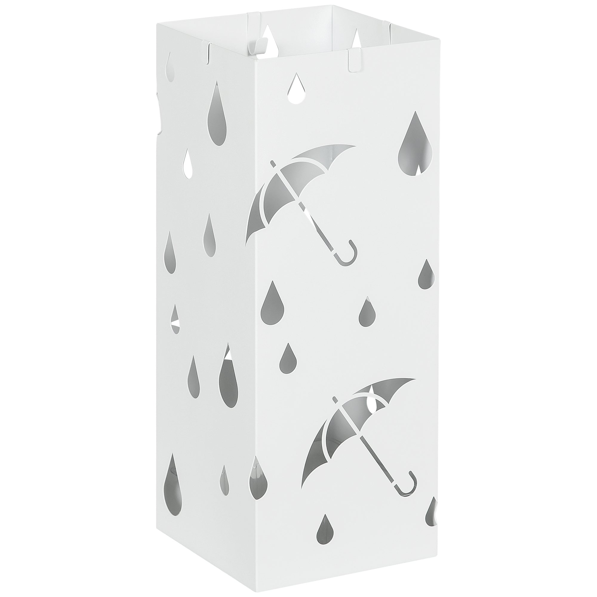 HOMCOM Six-Umbrella Steel Holder Stand - White - North Peak Garden Furniture