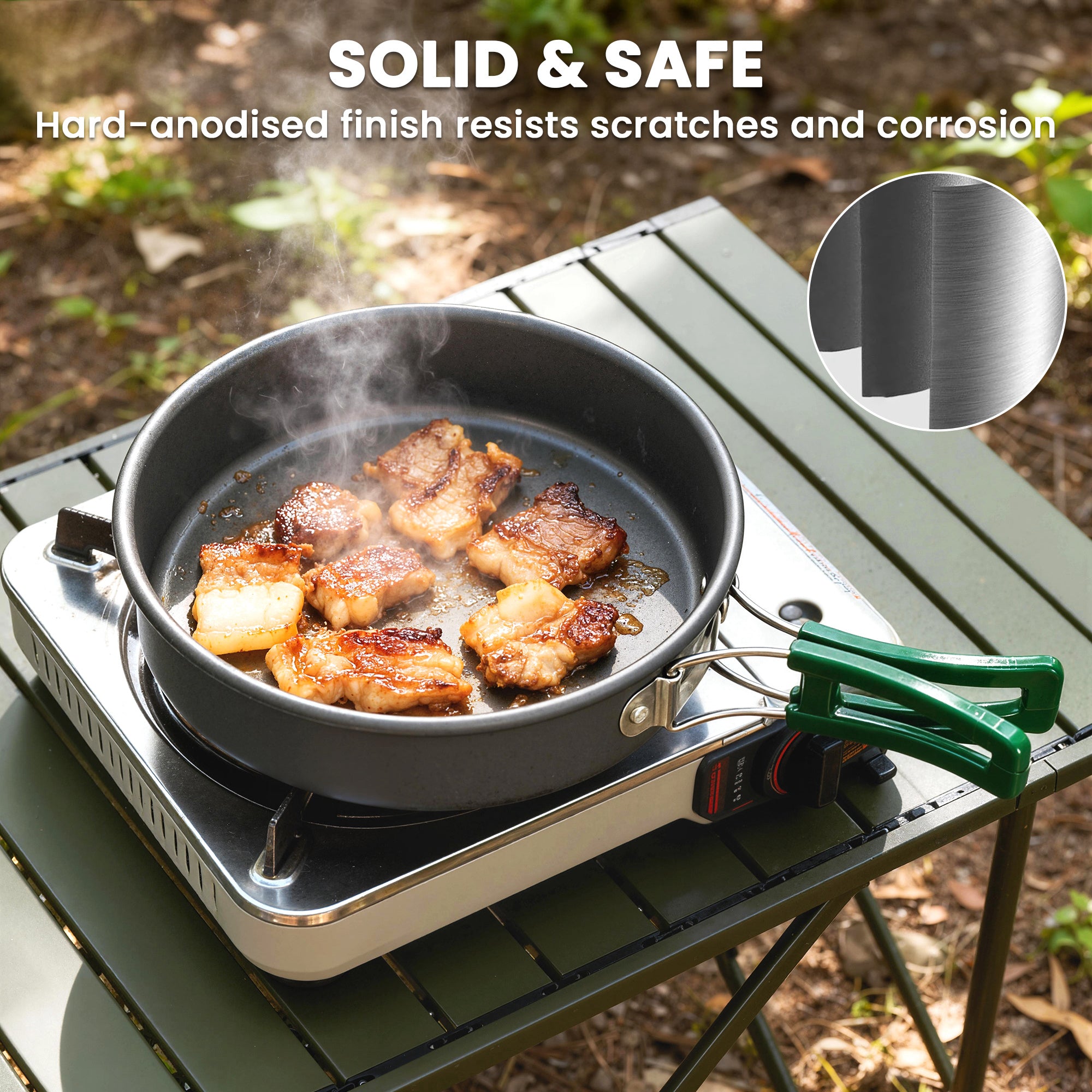 Outsunny Camping Cookware Set, 8-Piece Ultralight Camping Cooking Kit with Anti-Scald Handles, Grey