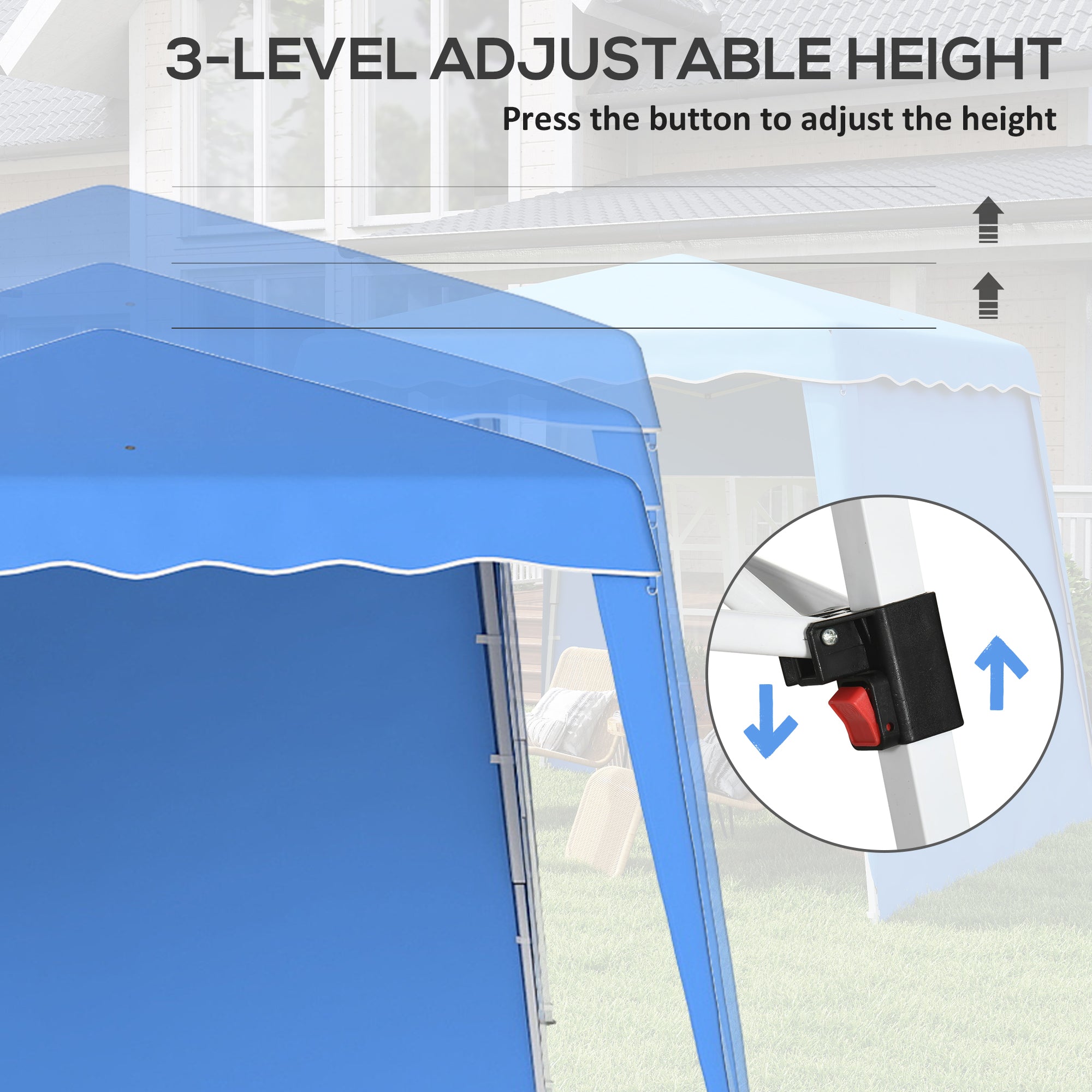 Outsunny 2.4 x 2.4m Two Wall Pop Up Gazebo - Blue - North Peak Garden Furniture