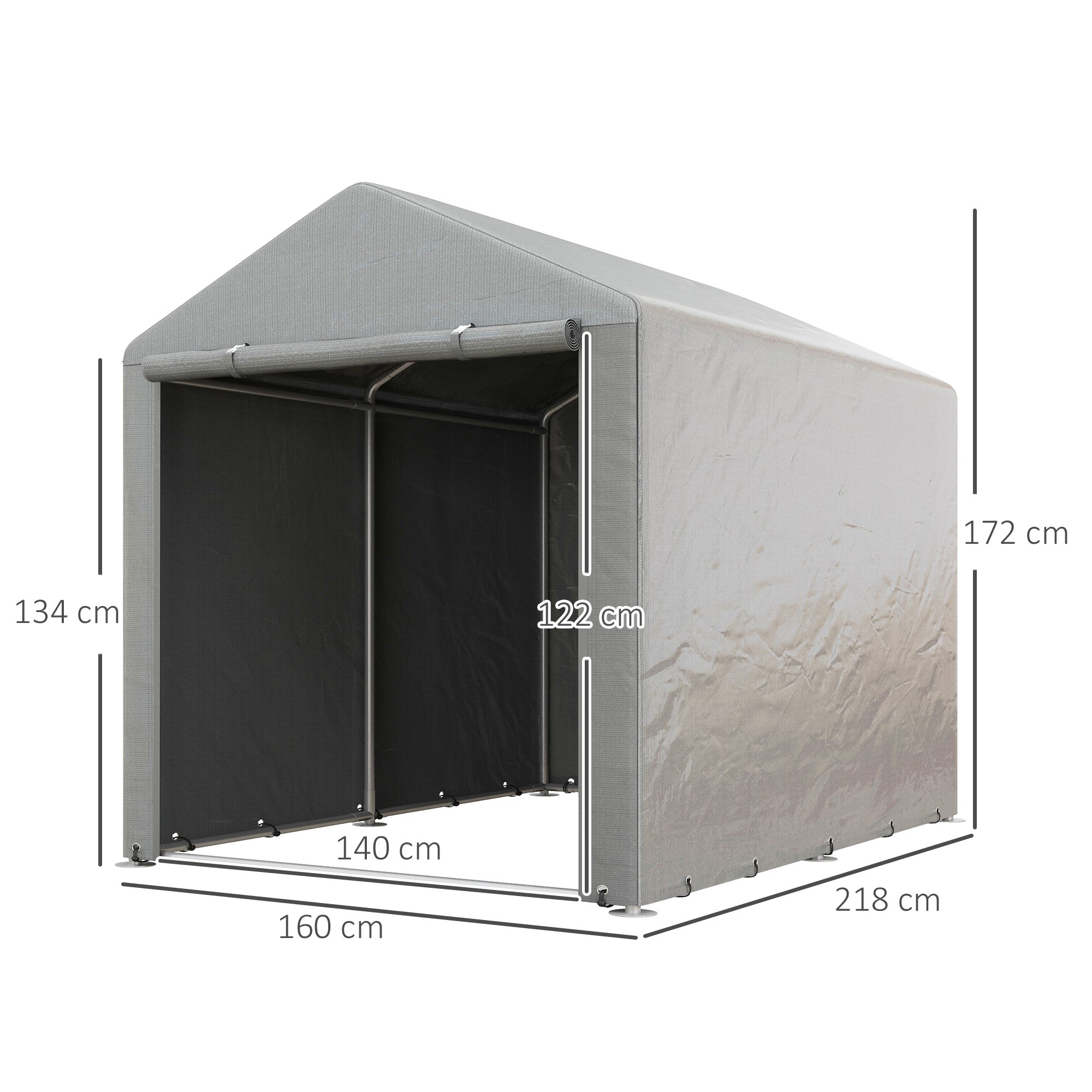 Outsunny 1.6 x 2.2m Garden Storage Shed Tent, with Accessories - Light Grey - North Peak Garden Furniture