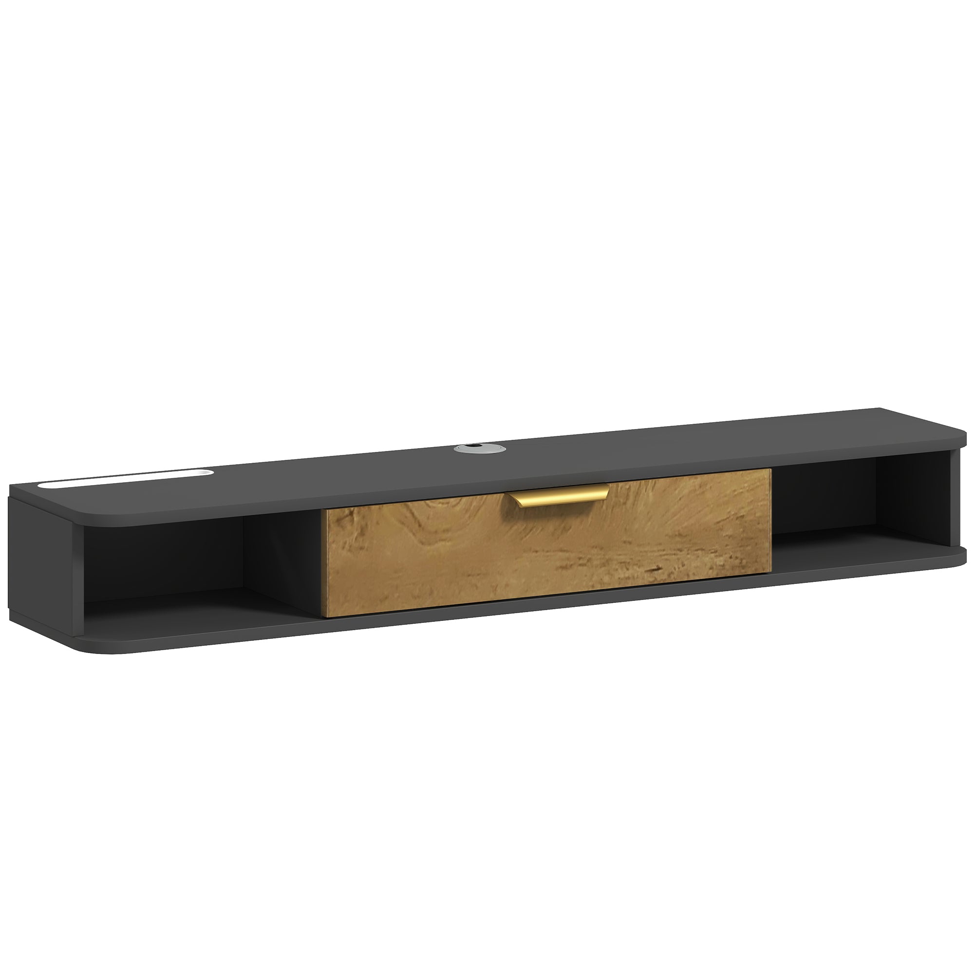 HOMCOM 120 cm Floating TV Stand with Storage - Charcoal Grey - North Peak Garden Furniture