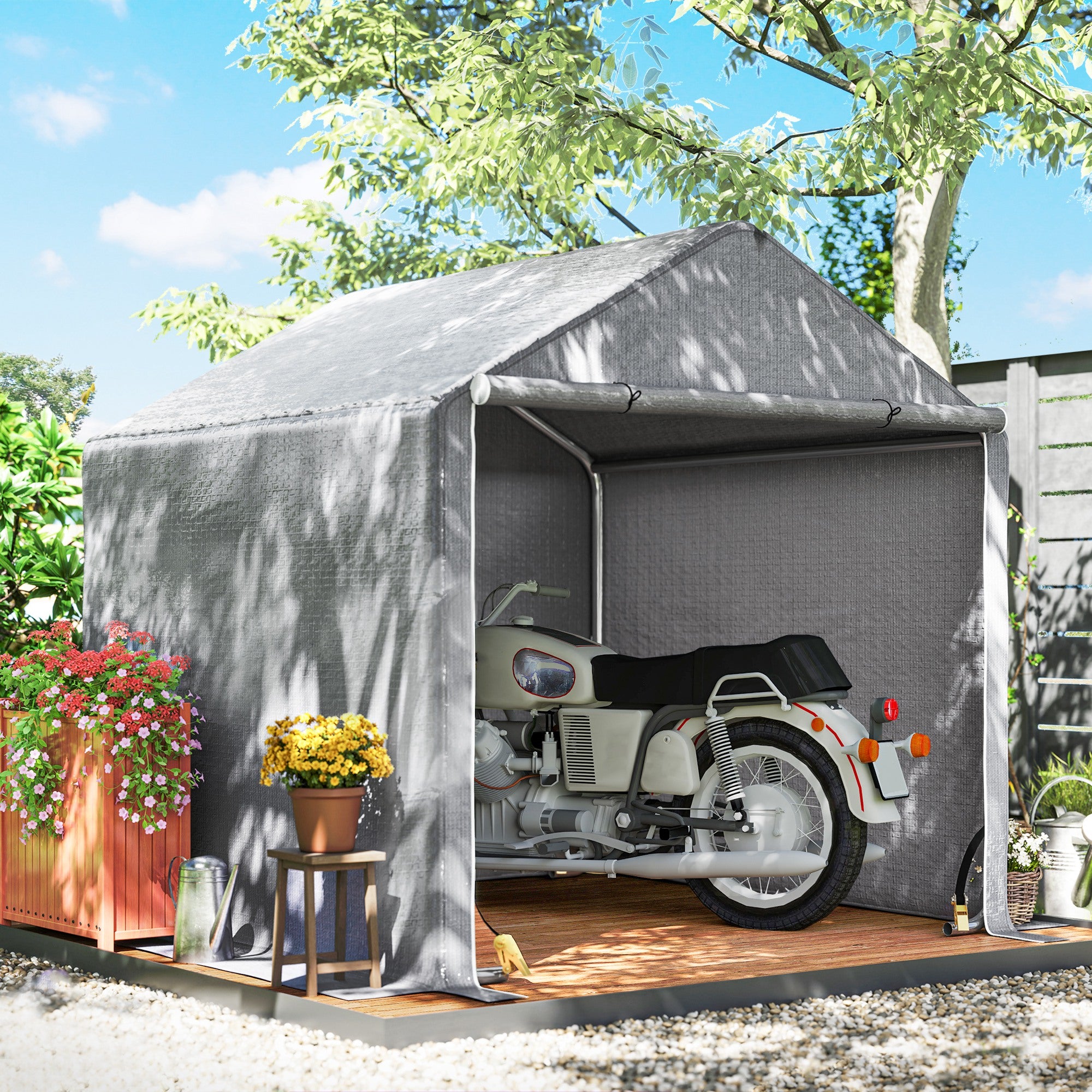 Outsunny 2 x 2m Garden Fabric Storage Tent - Grey - North Peak Garden Furniture