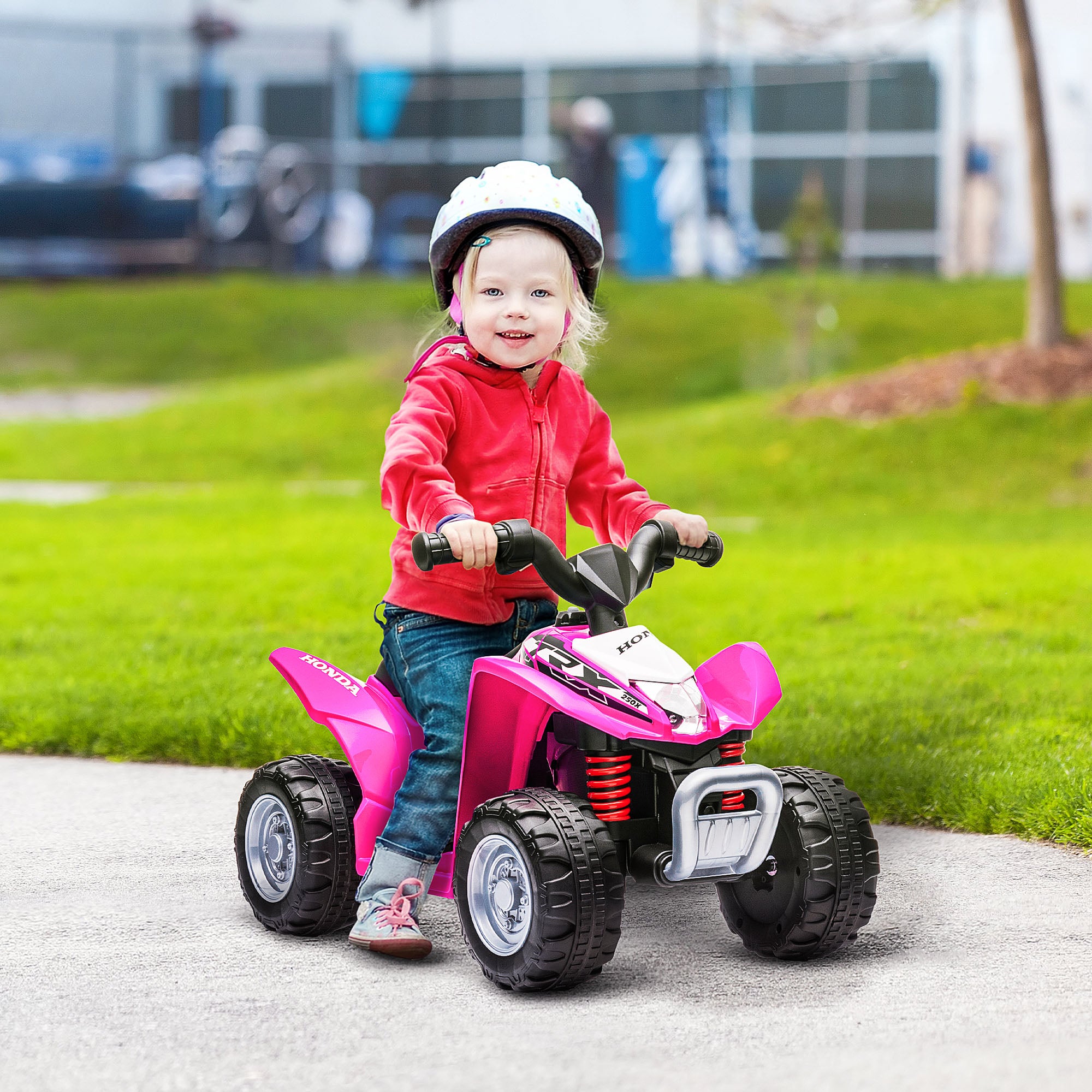 AIYAPLAY Honda Licensed Kids Electric Quad Bike, 6V ATV Ride On for Ages 1.5-3 Years, Blue - North Peak Garden Furniture