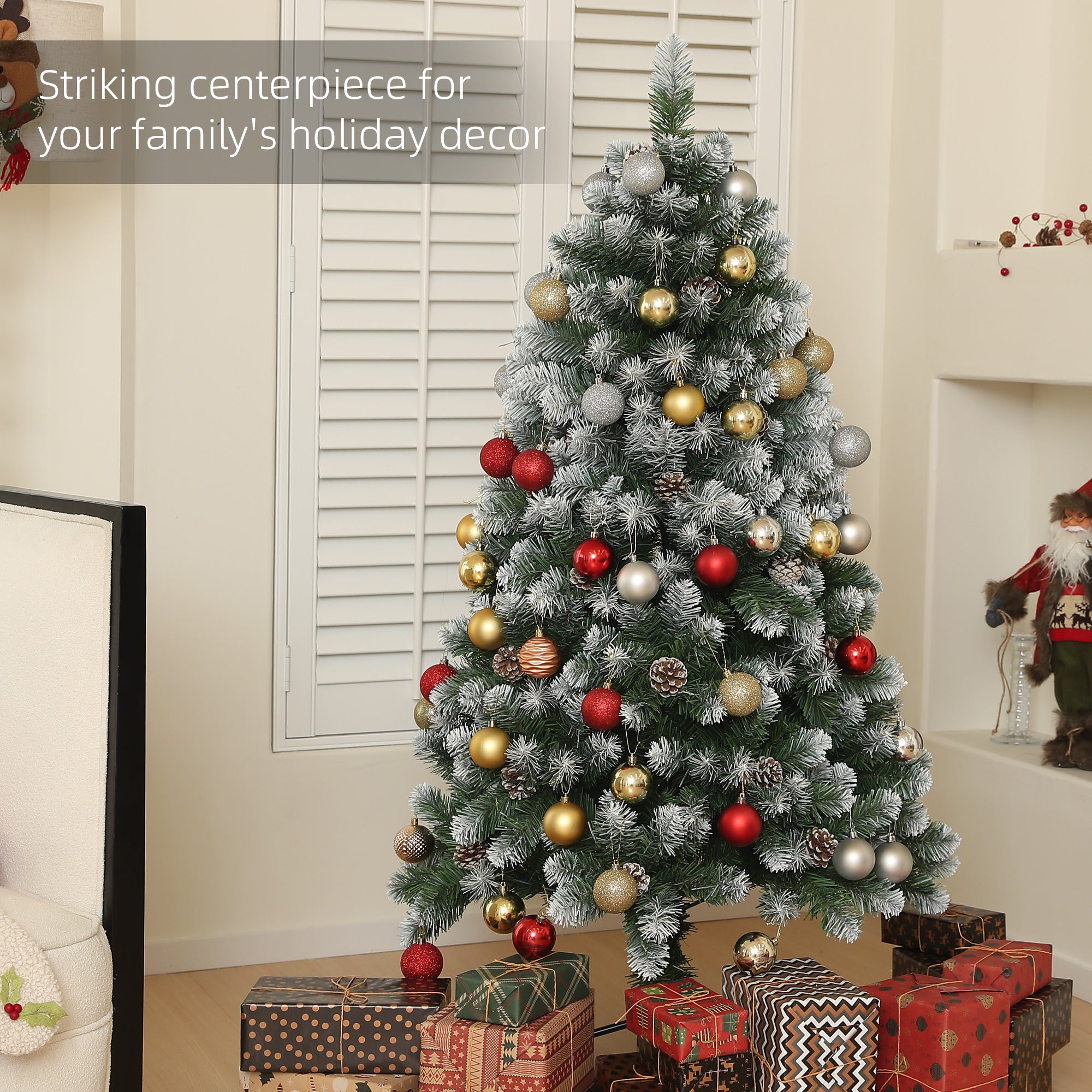 HOMCOM 5ft Snow-Dipped Artificial Pine Christmas Tree - North Peak Garden Furniture