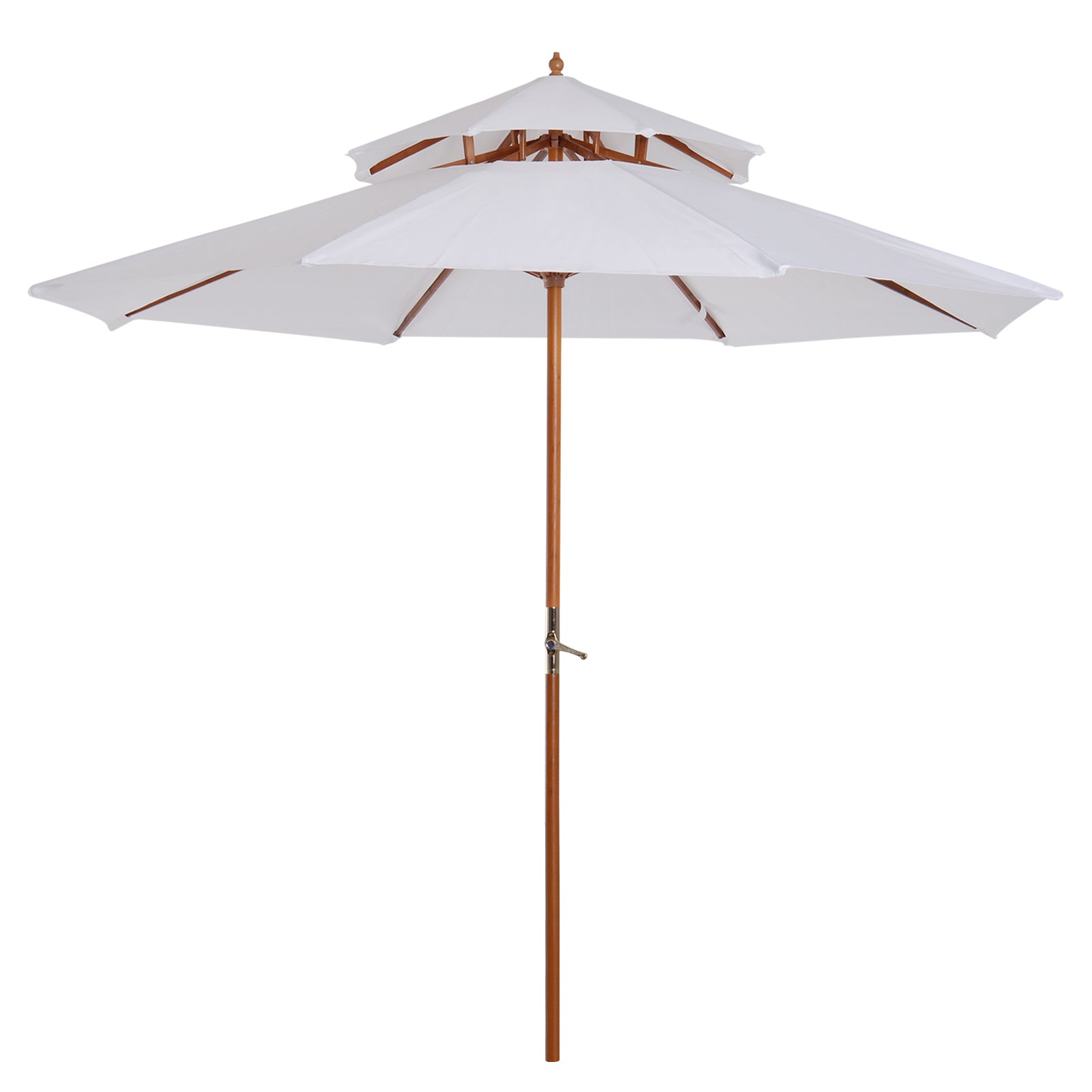 Outsunny 2.7m Elegant Wooden Frame Parasol Umbrella - Cream White - North Peak Garden Furniture