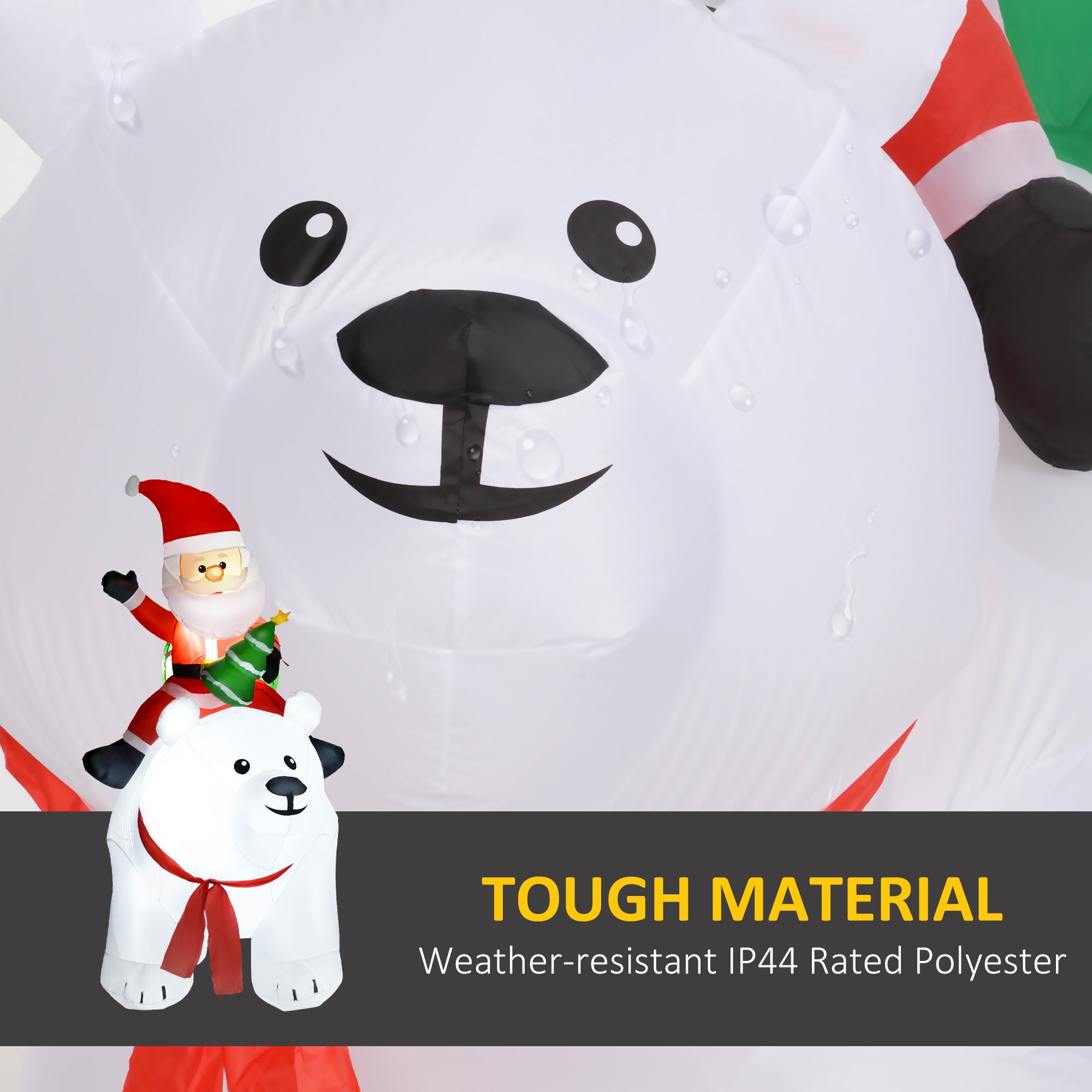 Outsunny 6.6ft Inflatable Santa Riding Polar Bear Decoration - North Peak Garden Furniture