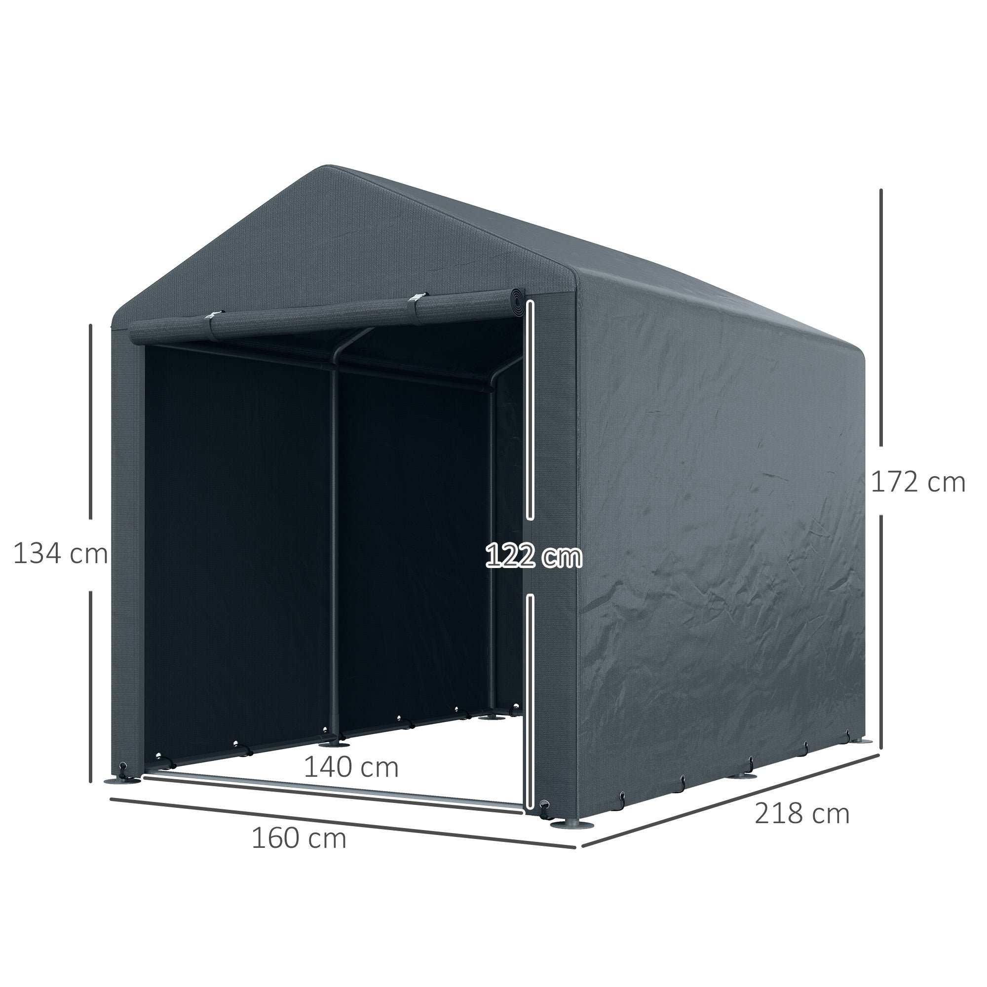 Outsunny 1.6 x 2.2m Garden Storage Shed Tent, with Accessories - Dark Grey - North Peak Garden Furniture