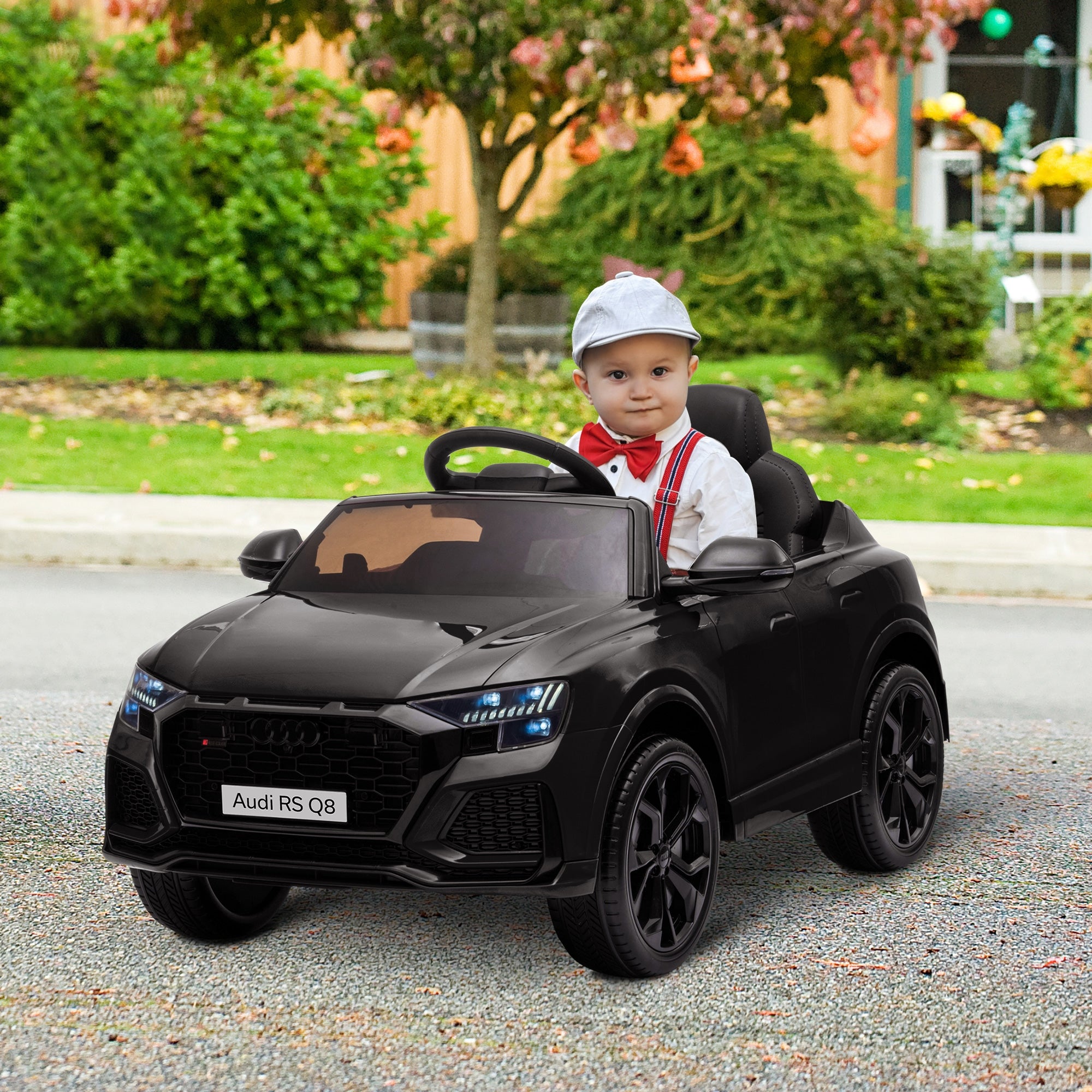 HOMCOM Audi RS Q8 Licensed 6V Kids Electric Ride On Car Toy Car with Remote Control Music Lights USB MP3 for 3-5 Years Old Black - North Peak Garden Furniture