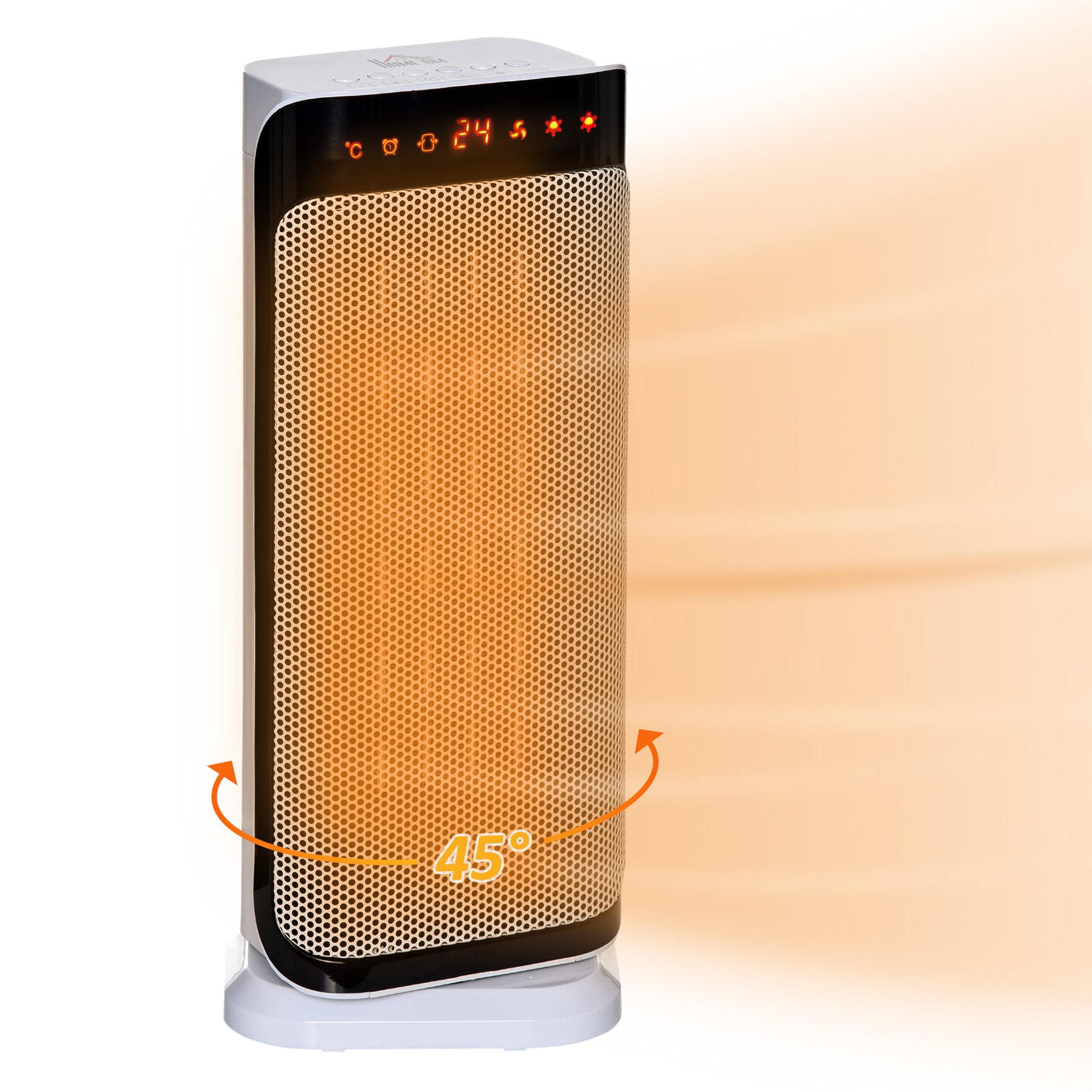 HOMCOM 2000W Electric Heater, PTC Ceramic Portable Fan Heater with Overheating & Tip-Over Protection, 8H Timer, 45° Oscillating Heater for Home, Office, Study, Bedroom - North Peak Garden Furniture