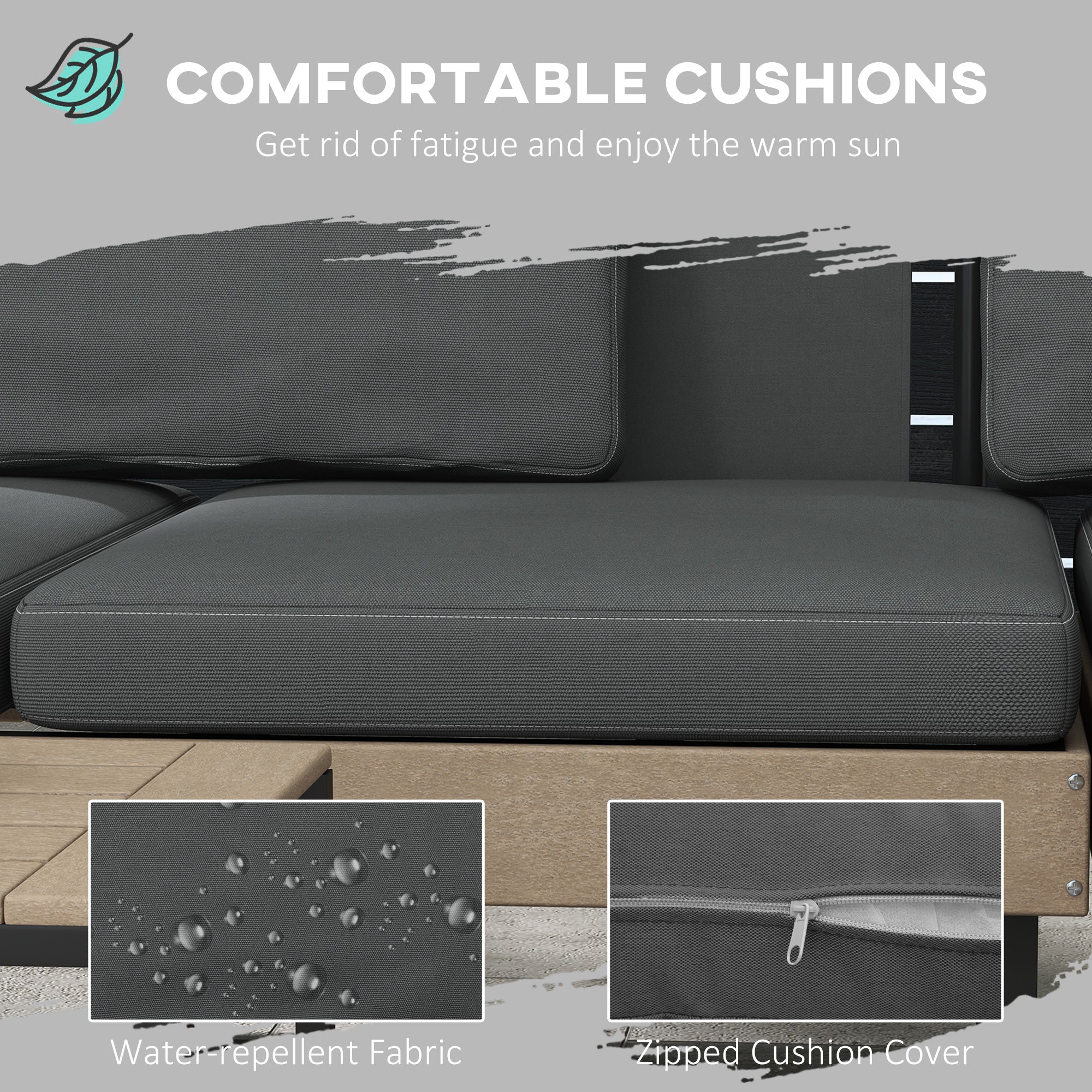 Outsunny Three-Piece 'L' Garden Sofa Set - Grey - North Peak Garden Furniture