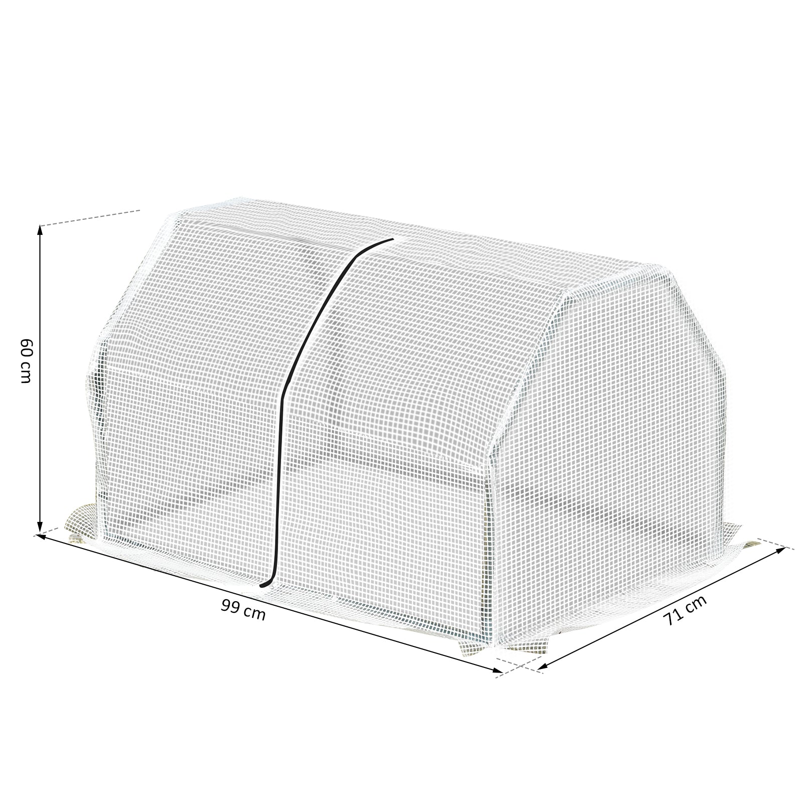 Outsunny Portable Greenhouse Oasis: Mini Metal Frame with PVC Cover, Zippered Access, 99x71x60cm, White