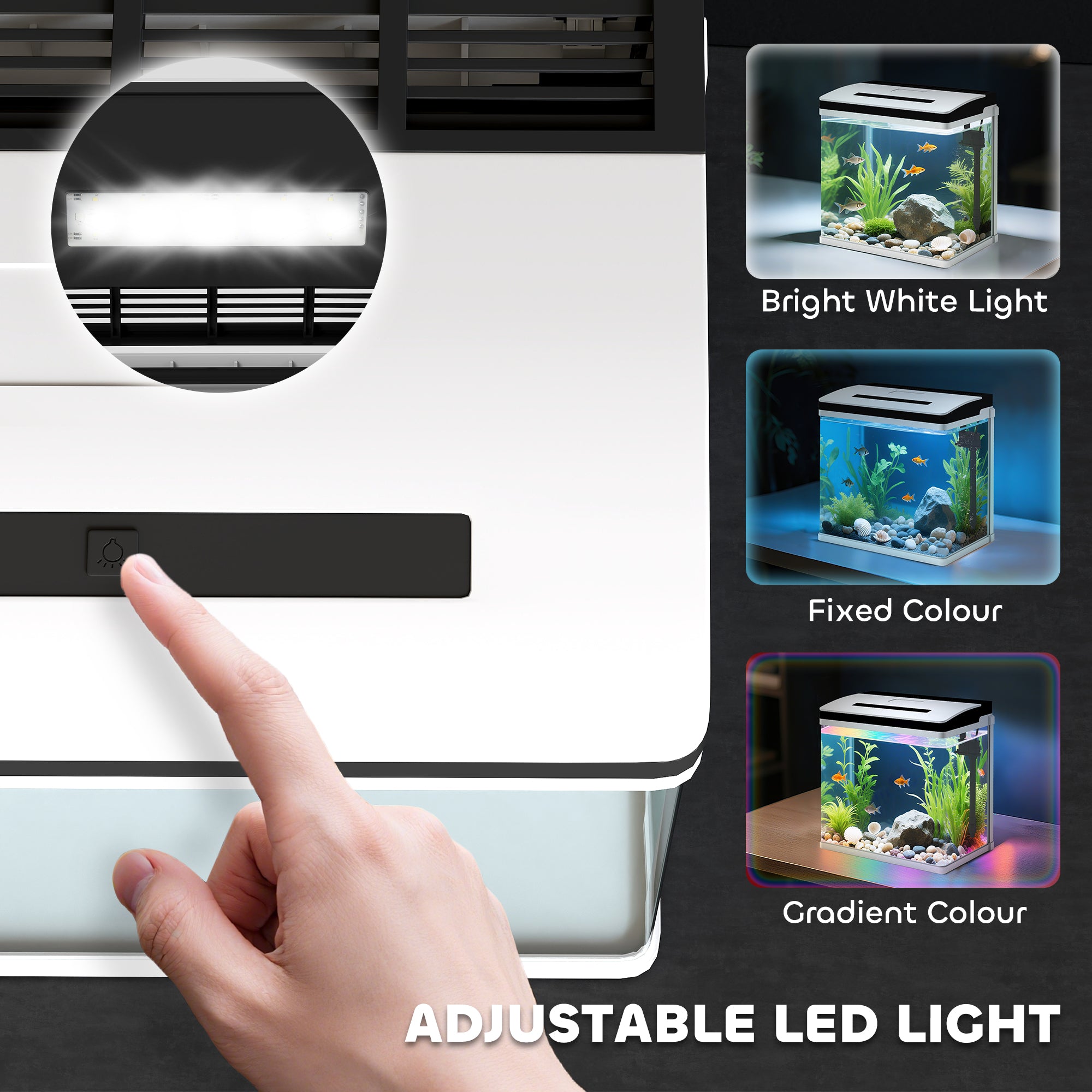 PawHut 13L Glass Aquarium Fish Tank with Filter, LED Lighting, for Betta, Guppy, Mini Parrot Fish, Shrimp, 29 x 20 x 30.5cm - North Peak Garden Furniture
