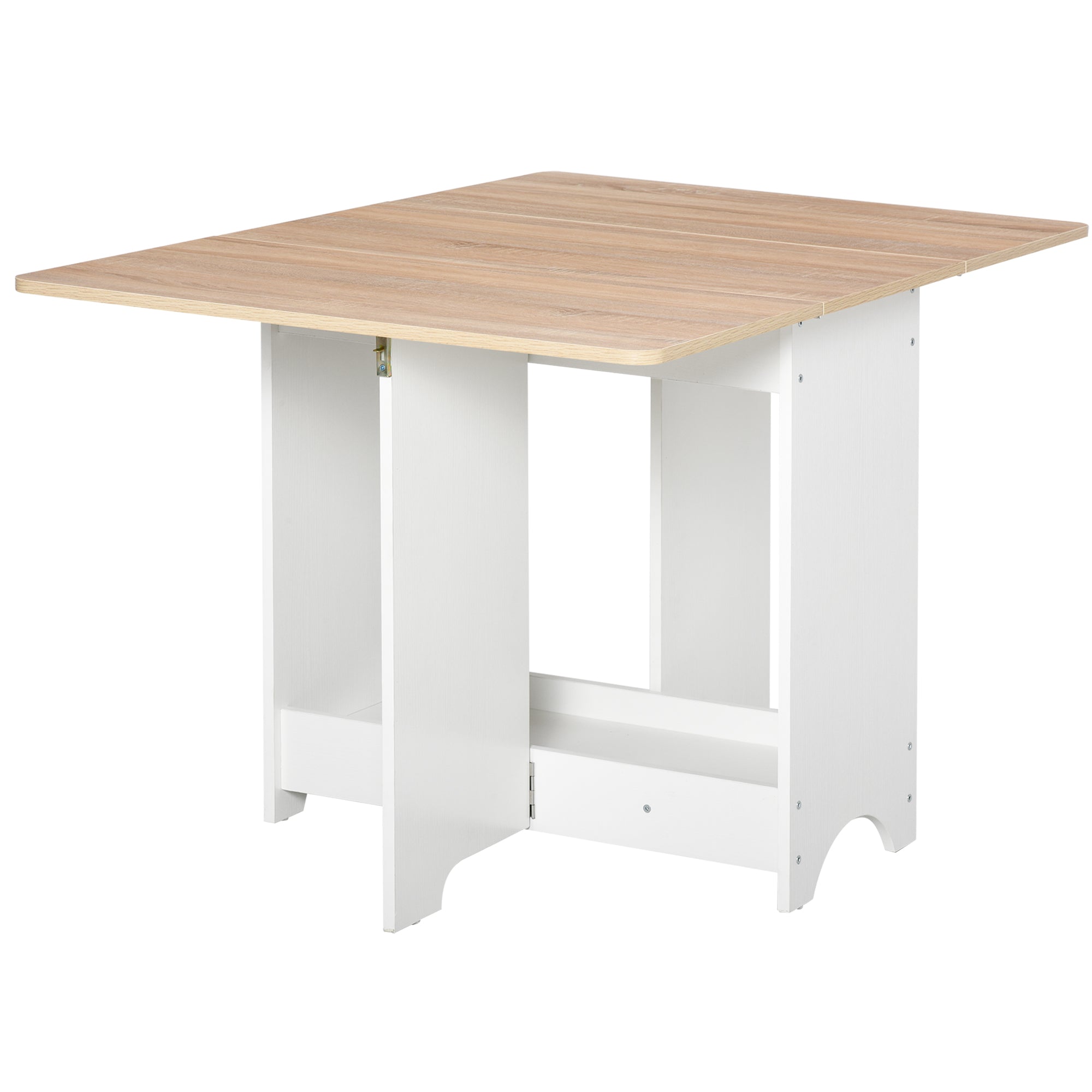 HOMCOM Foldable Dining Table Drop-Leaf Folding Desk Side Console with Storage Shelf for Kitchen,Dining Room - North Peak Garden Furniture