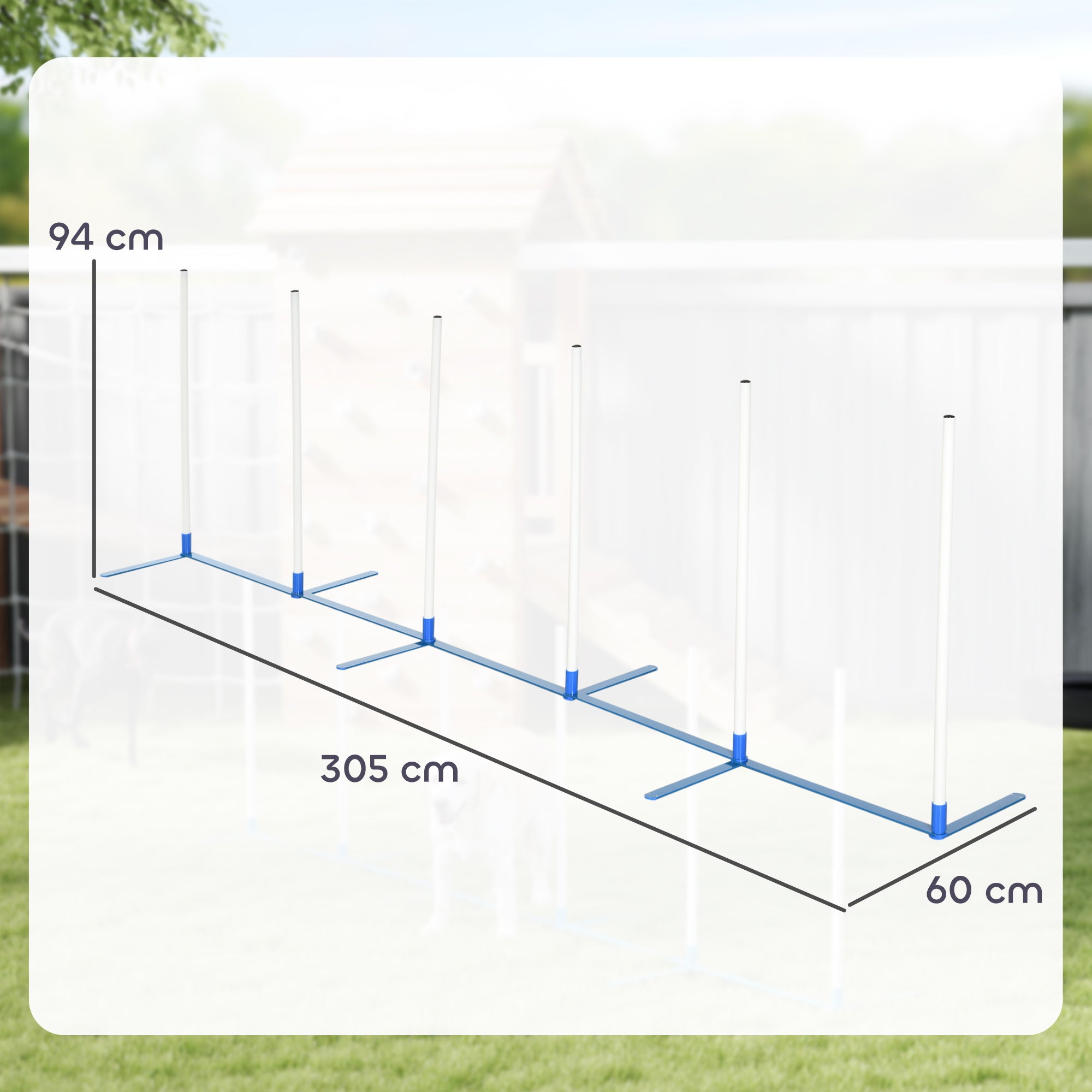 PawHut Dog Agility Equipment Training Adjustable Obstacle Course Set with 6 Weaves Poles Storage Bag for Pet Outdoor Games Exercise