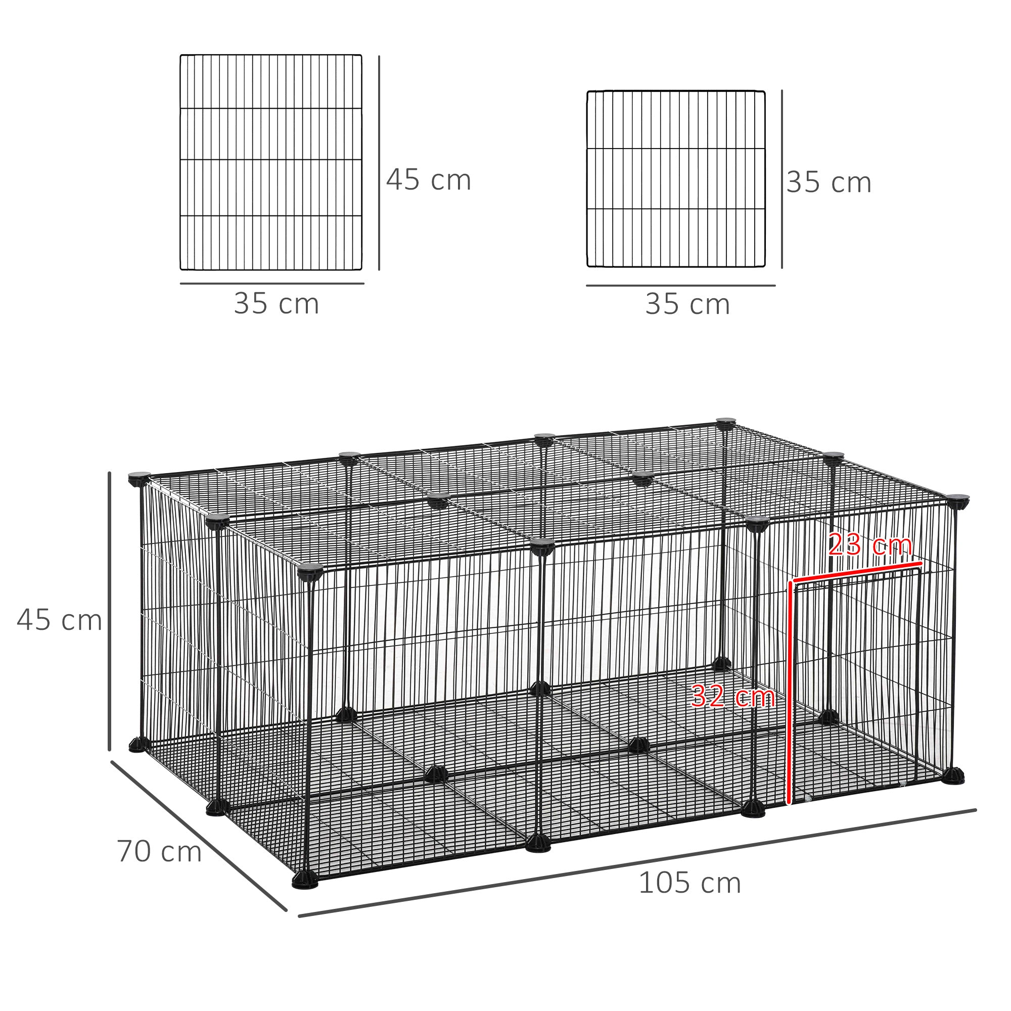 PawHut Pet Playpen DIY Small Animal Cage Metal Fence with Door, 22 Pieces, for Bunny Chinchilla Hedgehog Guinea Pig