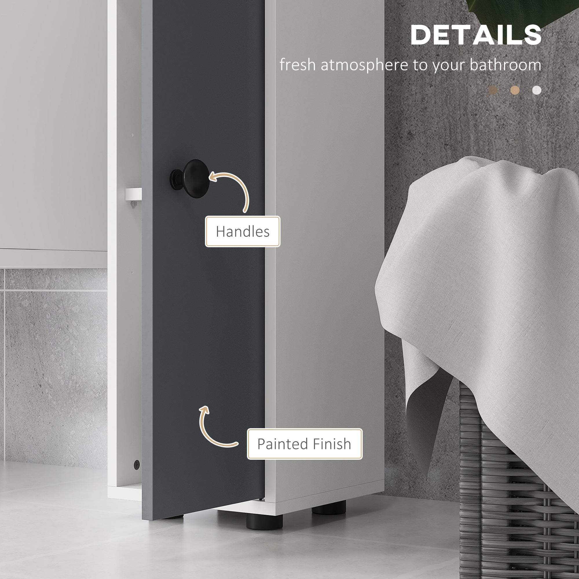kleankin 180cm Slim Bathroom Cabinet, with Drawer, Shelves and Cupboards - Grey - North Peak Garden Furniture