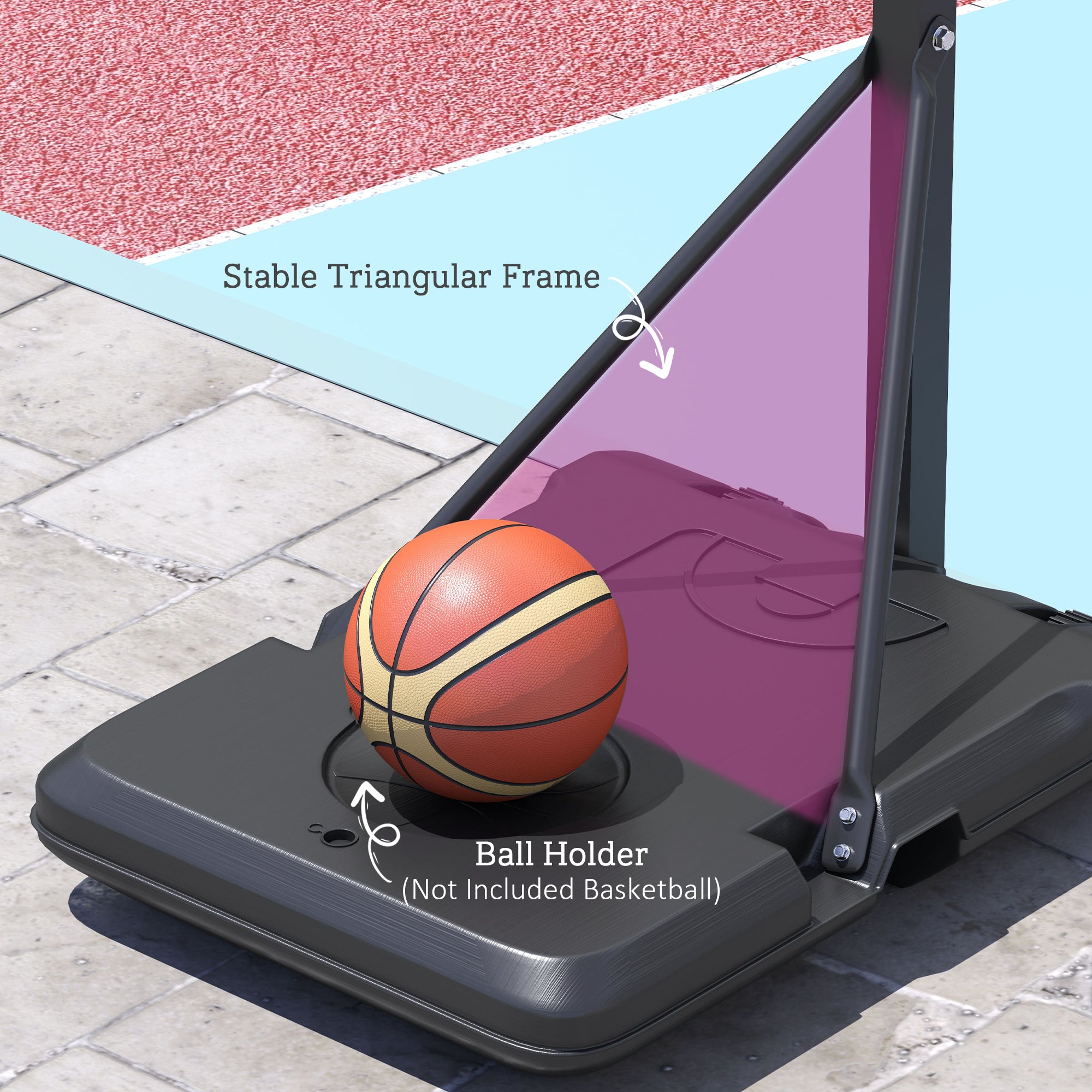 SPORTNOW Fully Adjustable Basketball Hoop Outdoor, 146-236cm Basketball Hoop and Stand with Weighted Base and Shatterproof Backboard, Portable on Wheels for Junior, Adults - North Peak Garden Furniture
